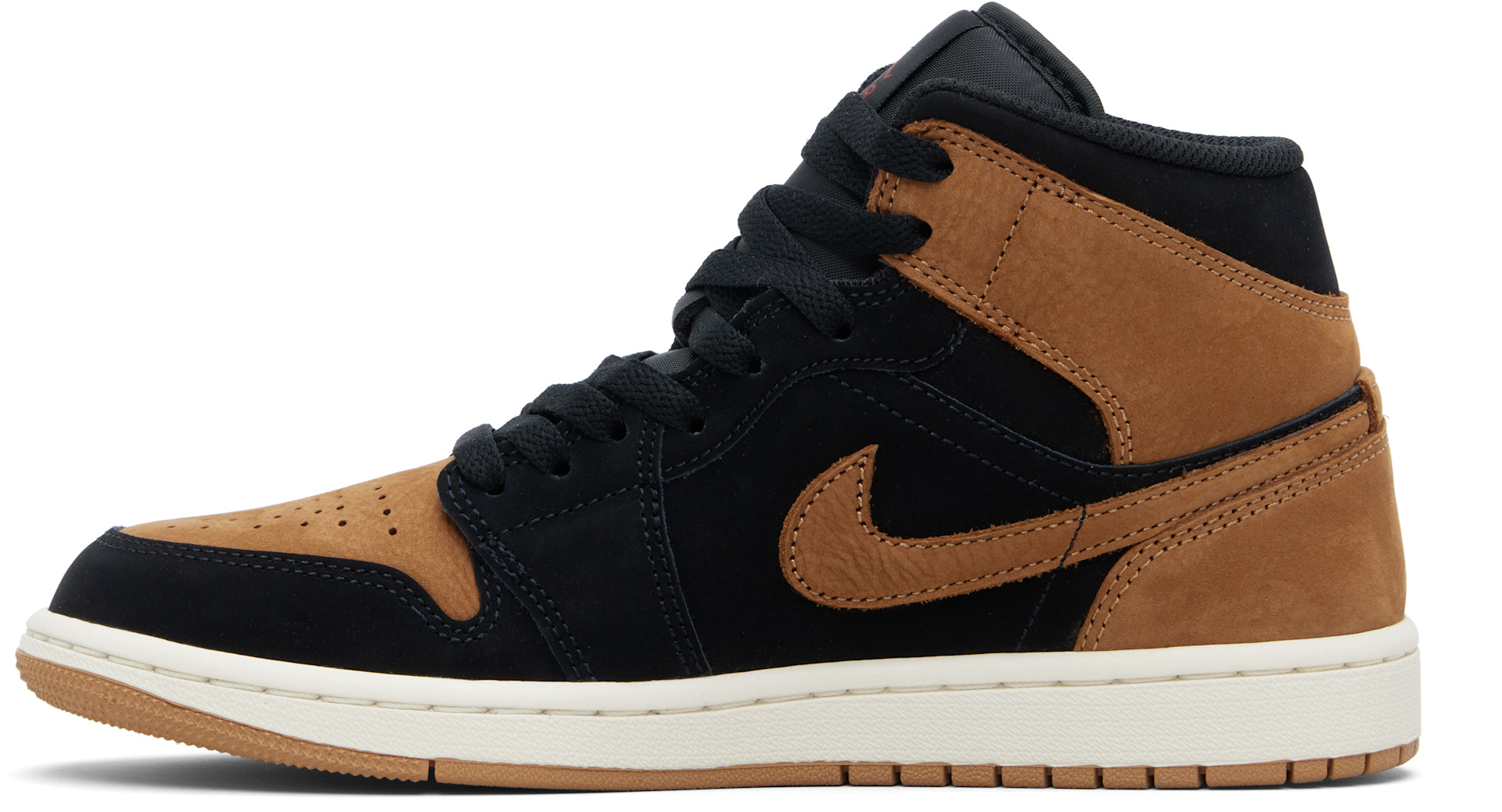 Nike Jordan: Black & Tan Air Jordan 1 Mid SE Sneakers | SSENSE