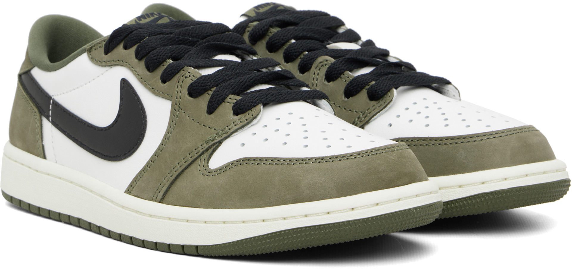 Nike Jordan: White & Khaki Air Jordan 1 Retro Low Sneakers | SSENSE