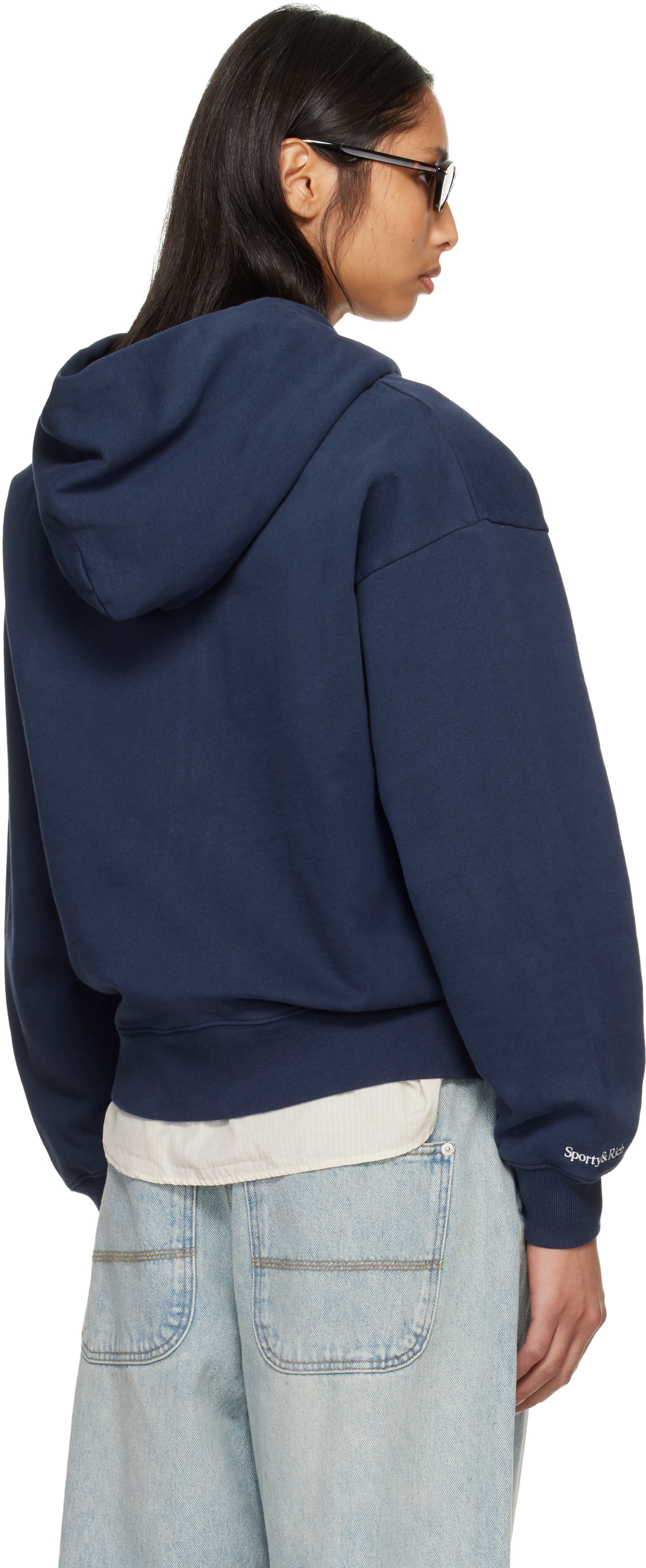 アパルトモン【SPORTY&amp;RICH】SERIF LOGO HOOD Serif Logo Hoodie - Navy/White – Sporty & Rich