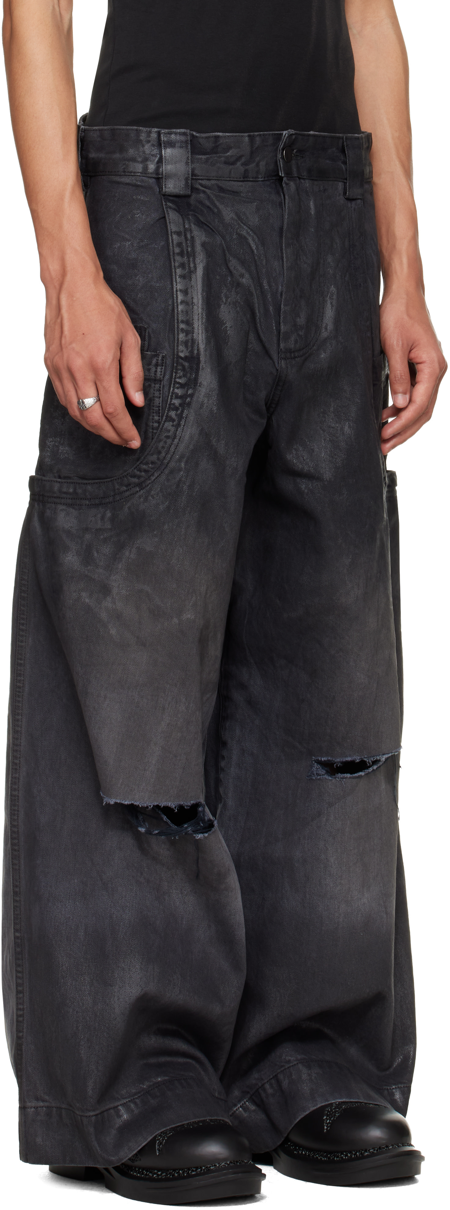 HYACYN: Black Sevar Rof Low Pocket Jeans | SSENSE Singapore