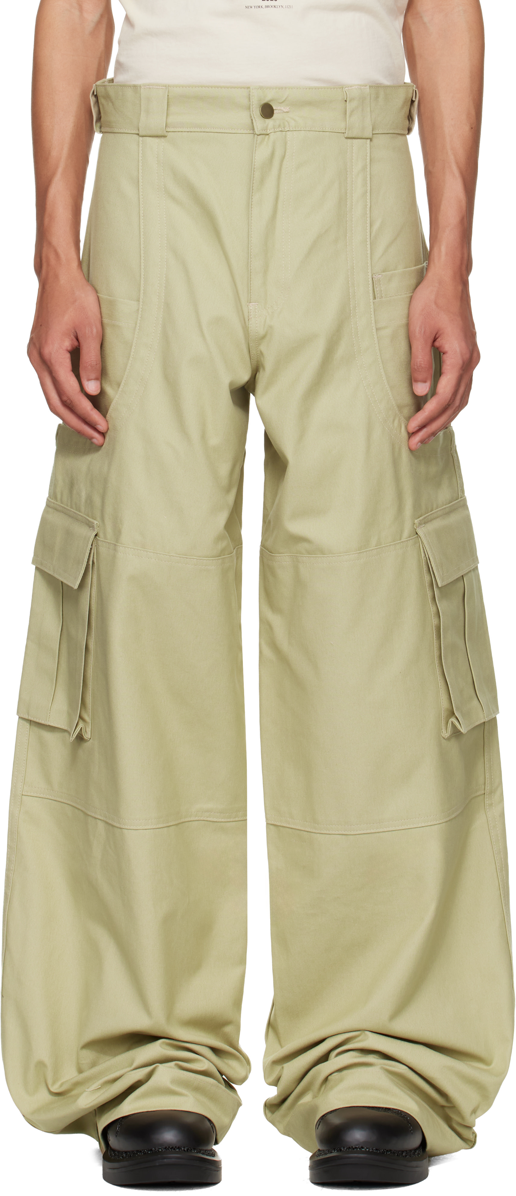 HYACYN - Pantalon cargo ample beige