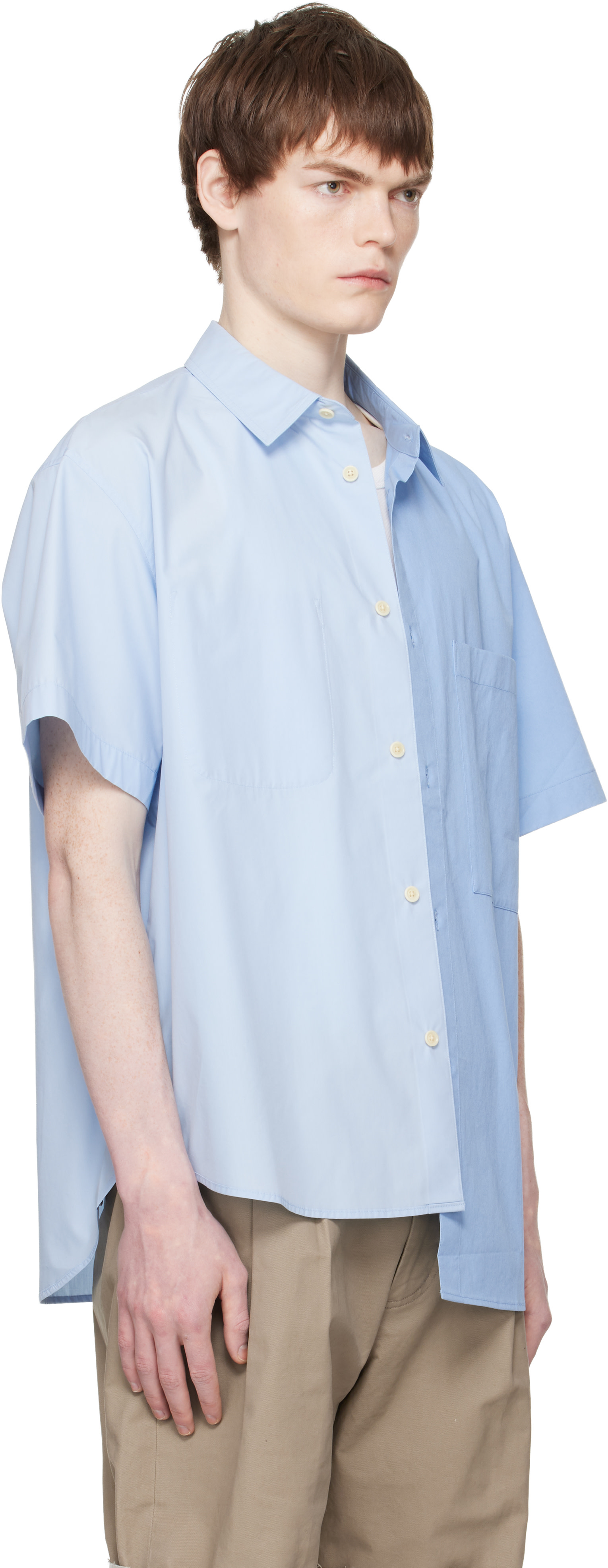 RE;CODE - Chemise à manches courtes bleue à panneaux