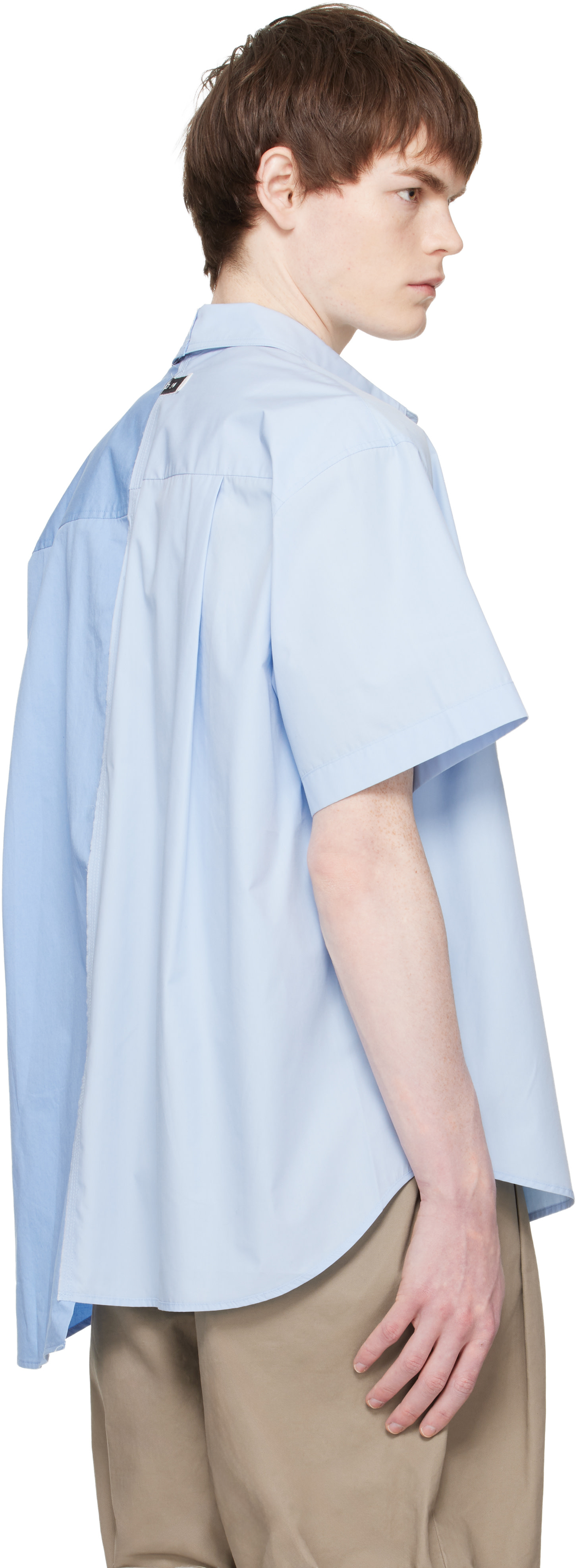 RE;CODE - Chemise à manches courtes bleue à panneaux