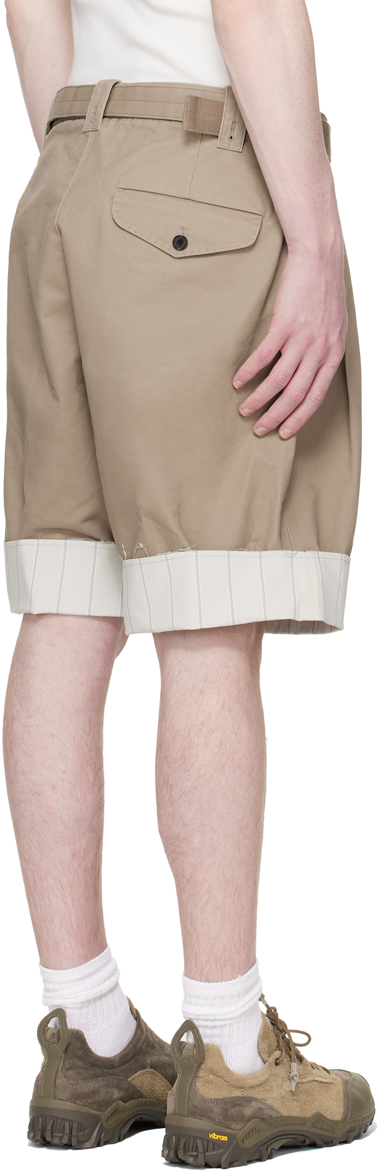 RE;CODE - Short beige à garnitures rayées