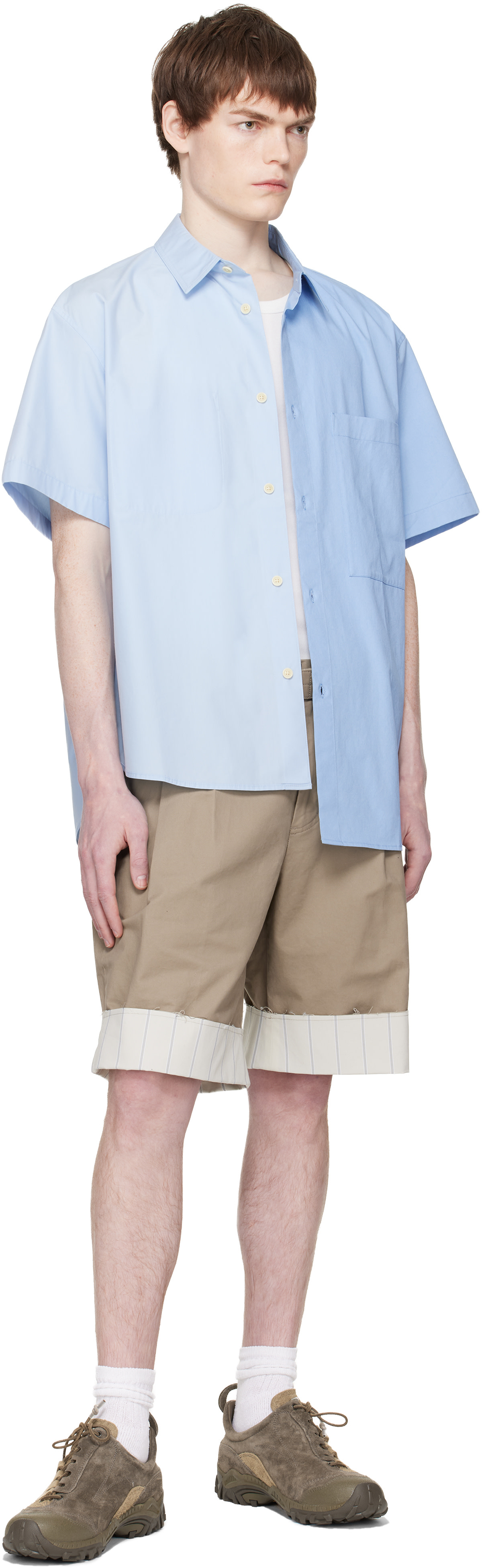 RE;CODE - Short beige à garnitures rayées