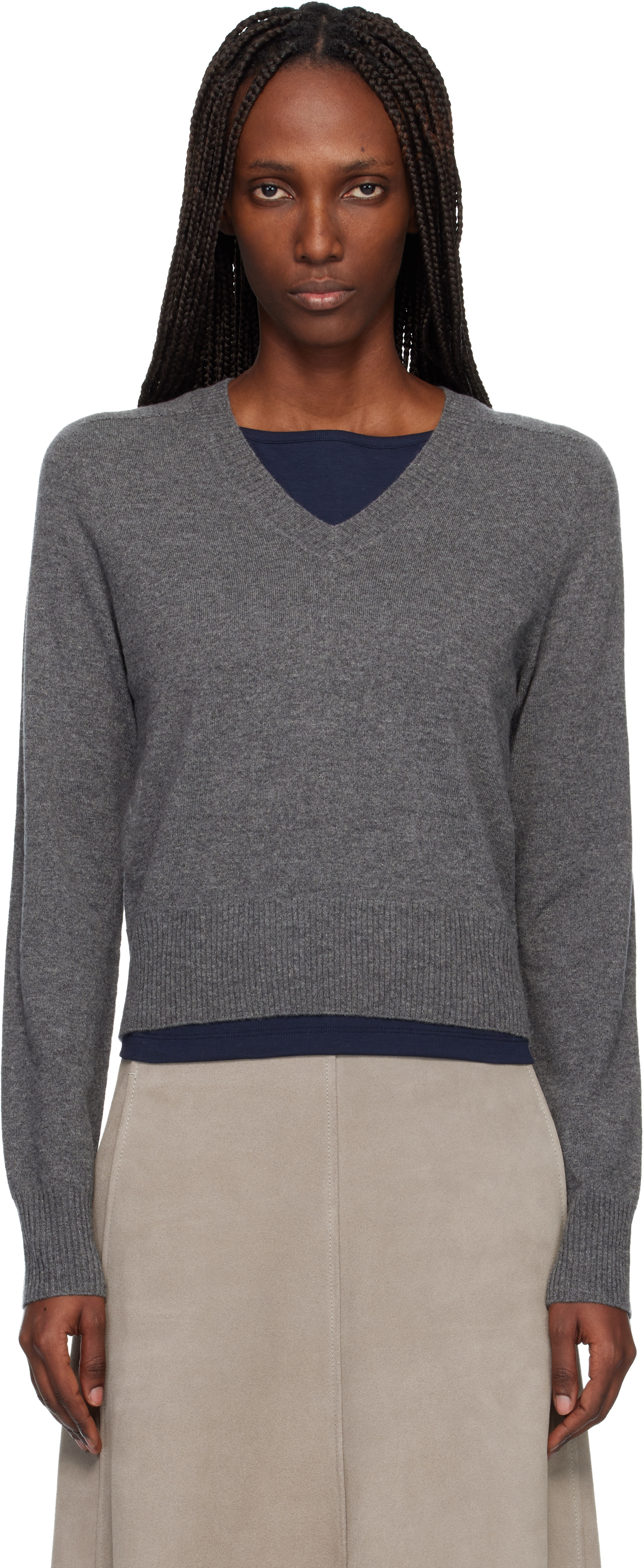 arch4 - Gray Boston V-Neck Sweater