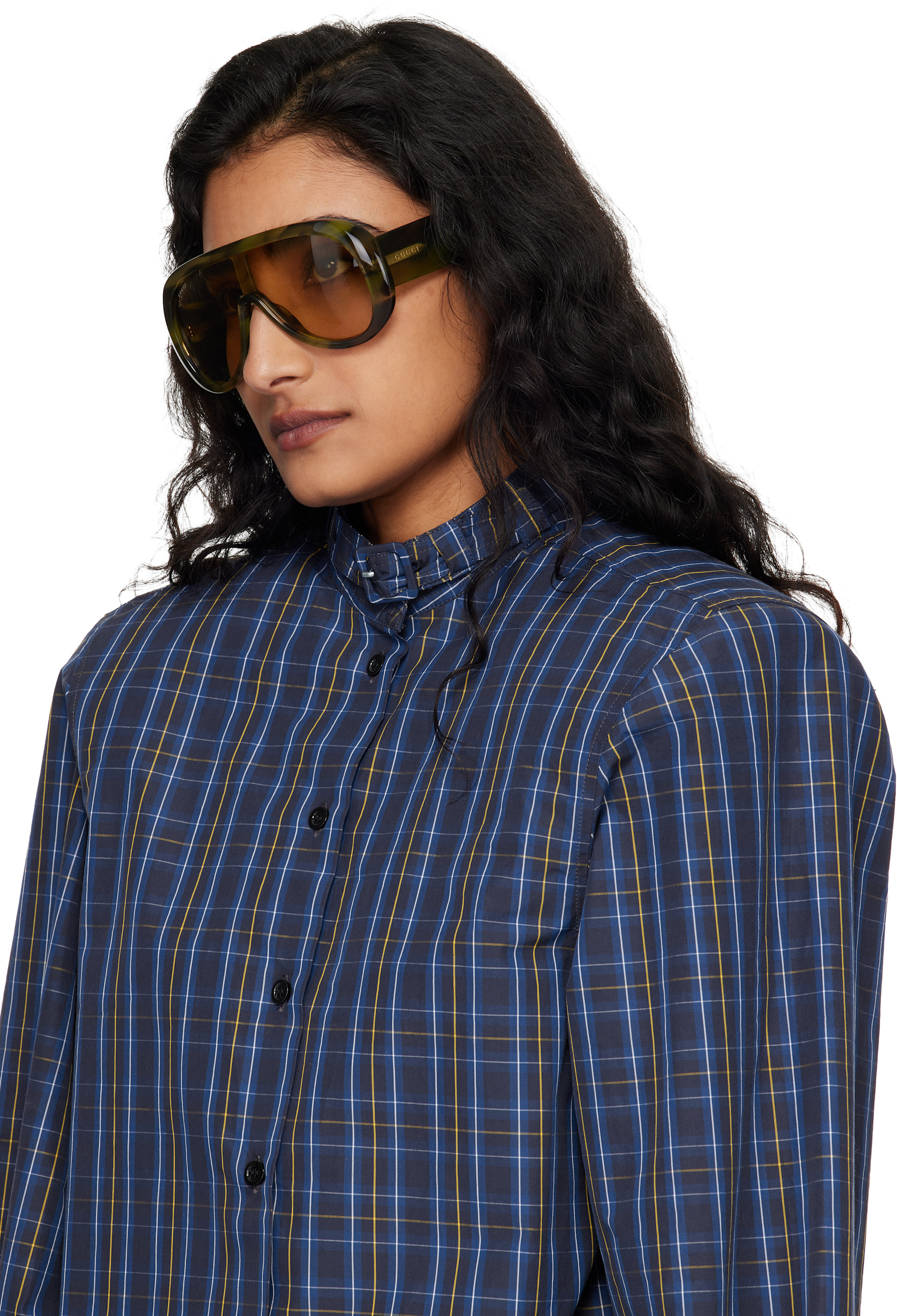Gucci - Brown Rectangular Frame Sunglasses