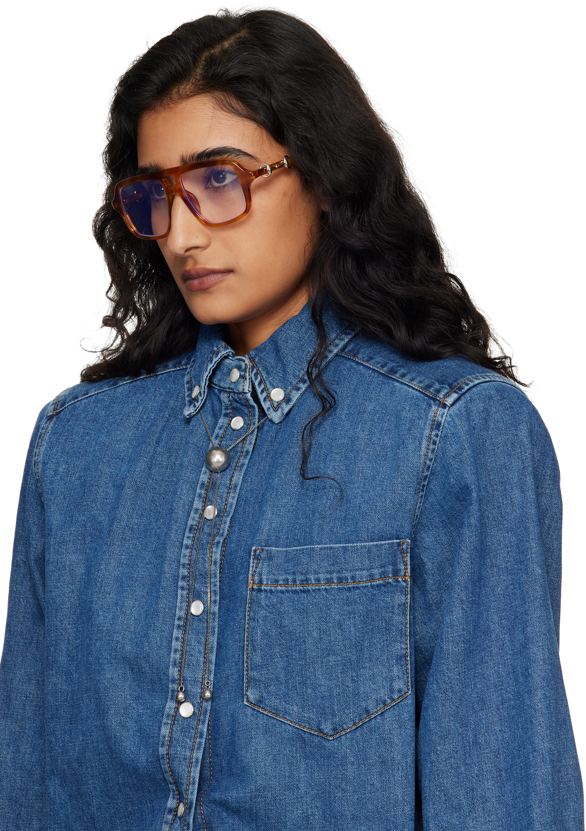 Gucci - Lunettes de soleil navigateur brunes