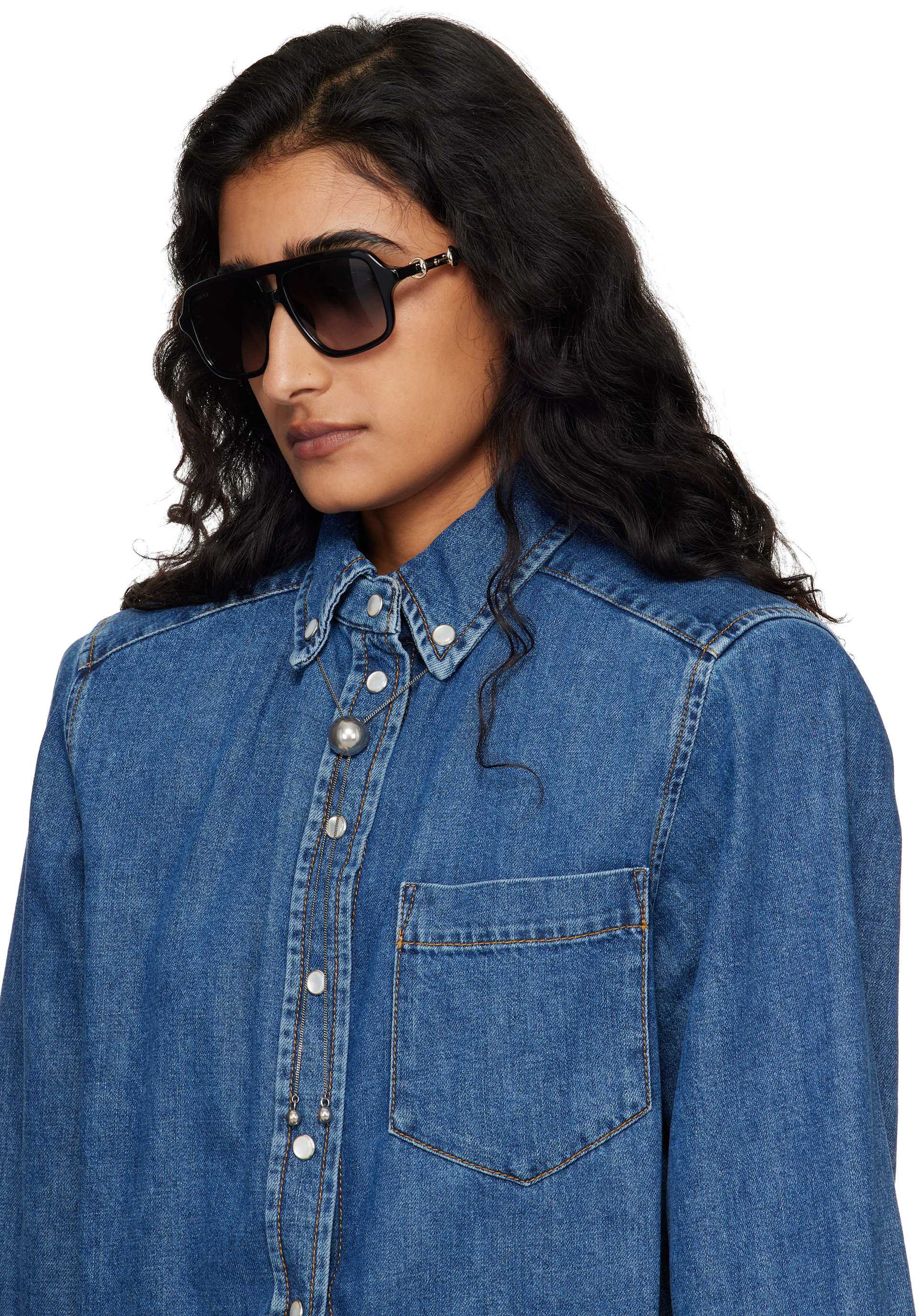 Gucci - Lunettes de soleil navigateur noires