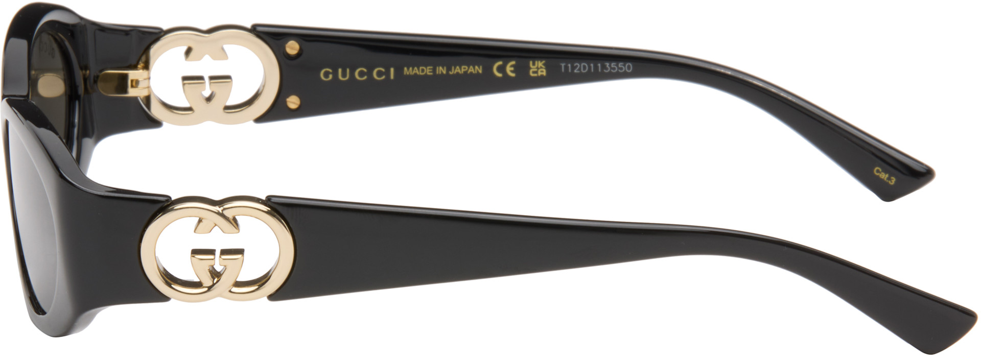 Gucci: ブラック オーバルフレーム サングラス | SSENSE 日本