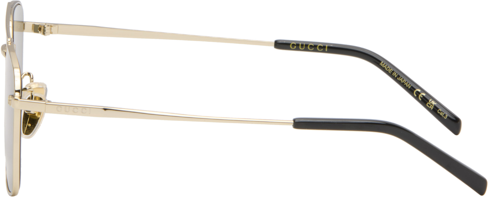 Gucci - Gold Specialized Fit Rectangular Sunglasses