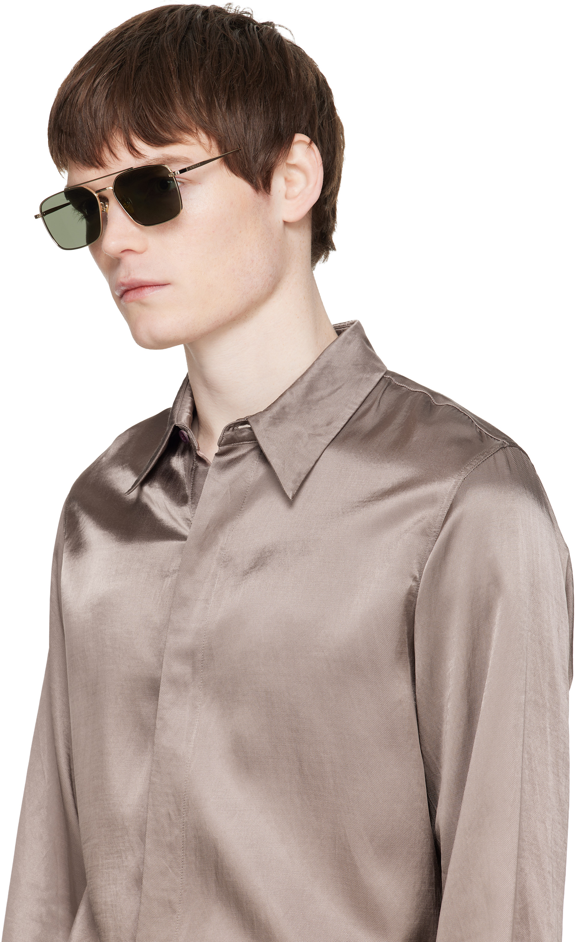 Gucci - Gold Specialized Fit Rectangular Sunglasses
