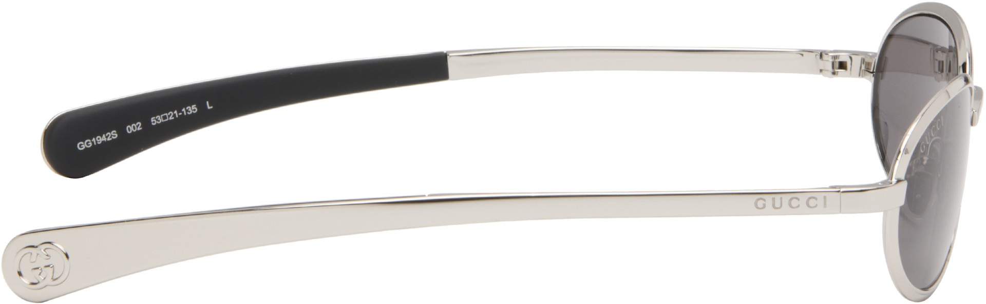 Gucci: Silver Oval Frame Sunglasses | SSENSE