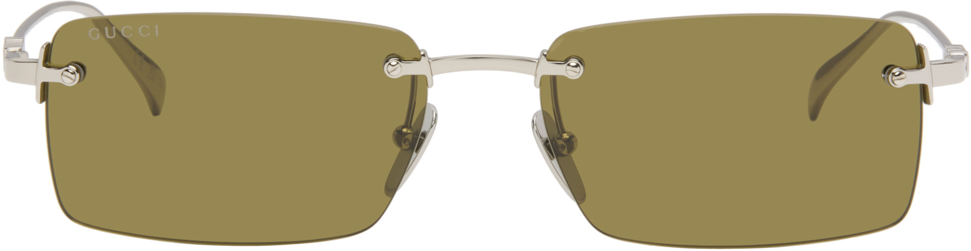 Gucci - Silver Rectangular Frame Sunglasses