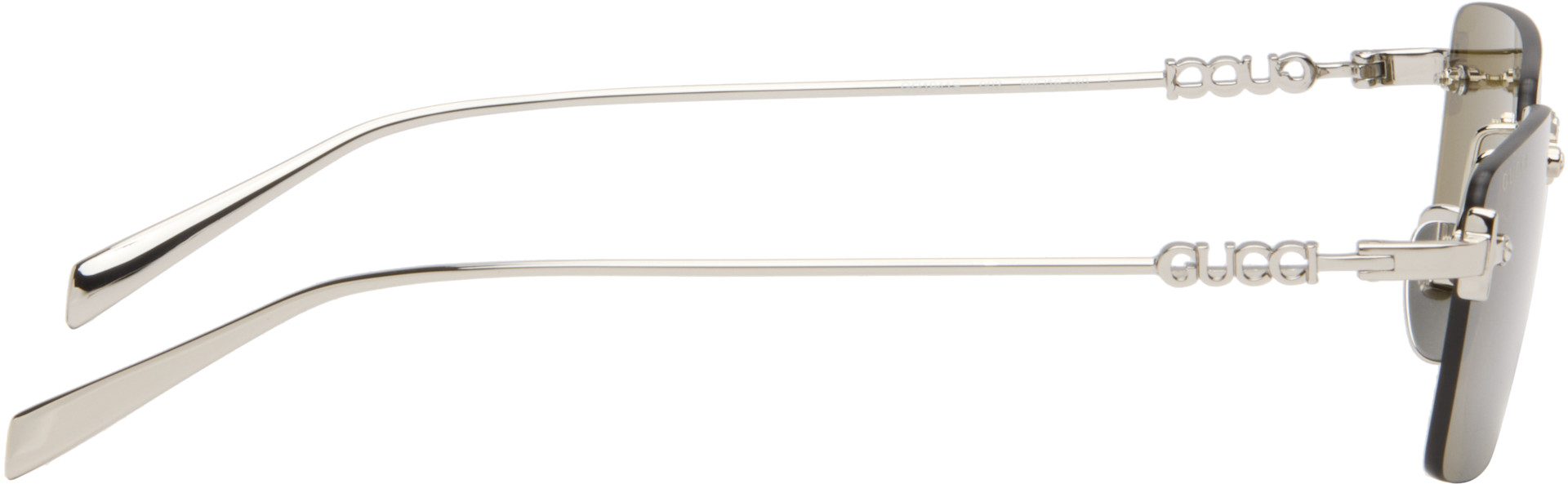 Gucci - Silver Rectangular Frame Sunglasses