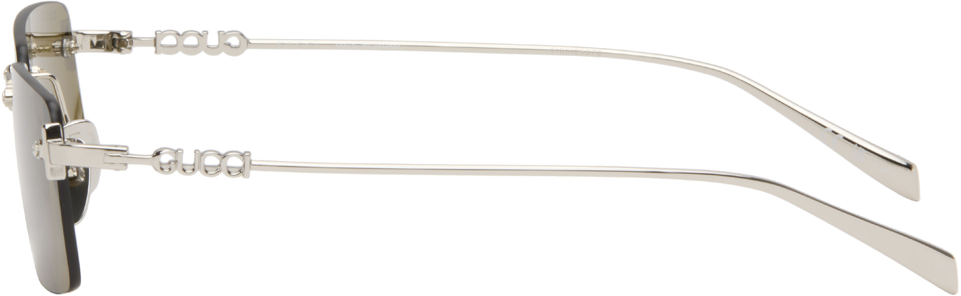 Gucci - Silver Rectangular Frame Sunglasses