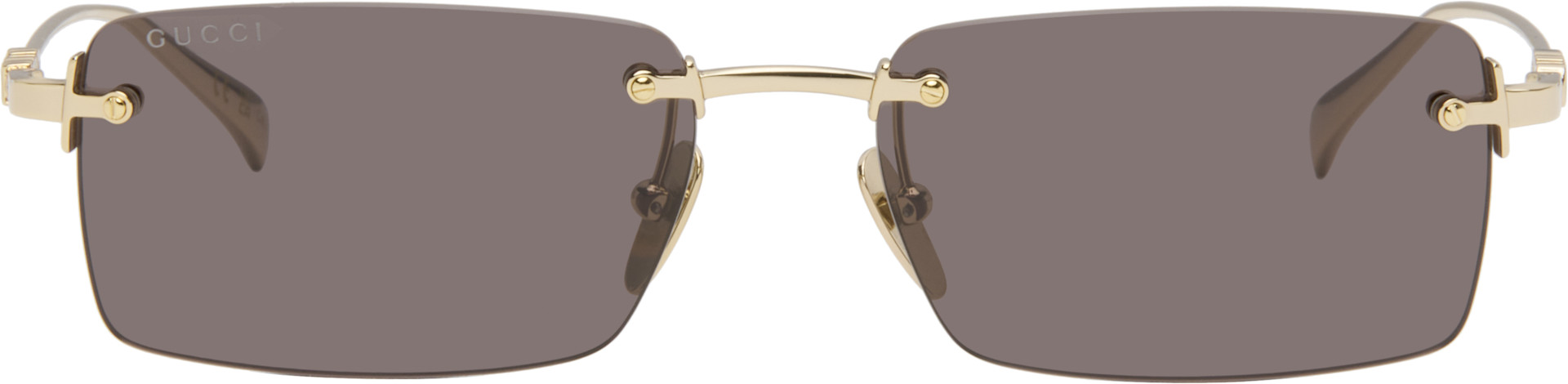 Gucci - Gold Rectangular Frame Sunglasses