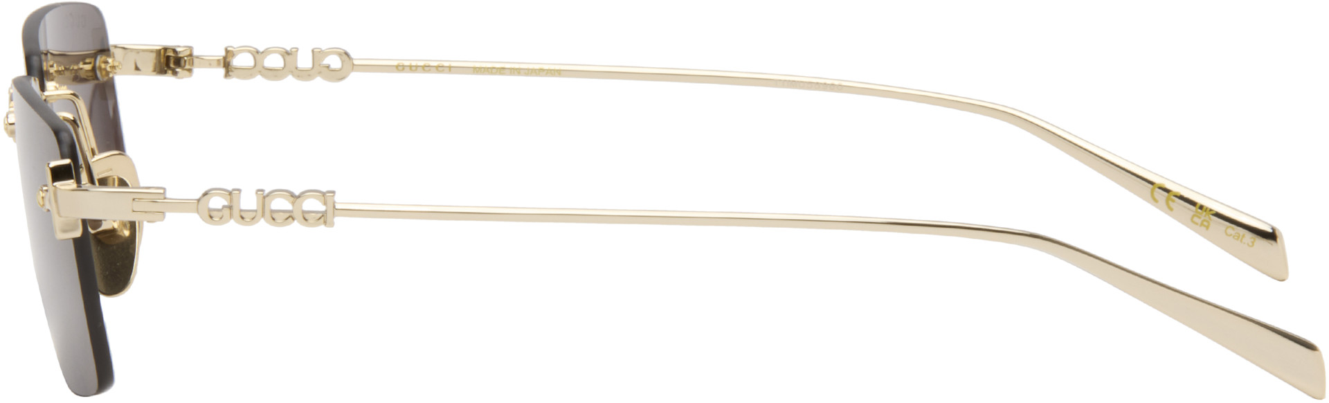Gucci - Gold Rectangular Frame Sunglasses