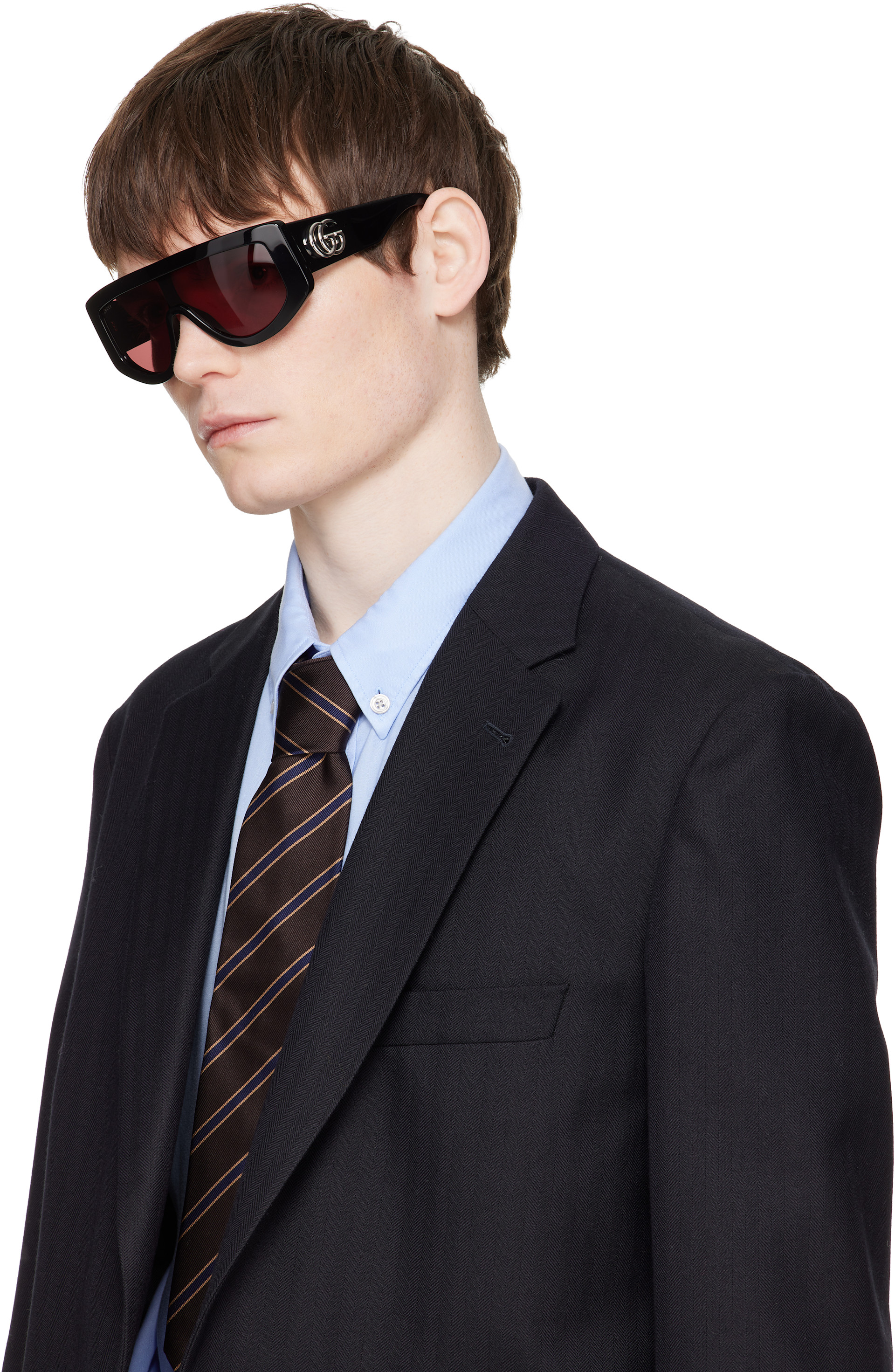 Gucci - Black Rectangular Frame Sunglasses