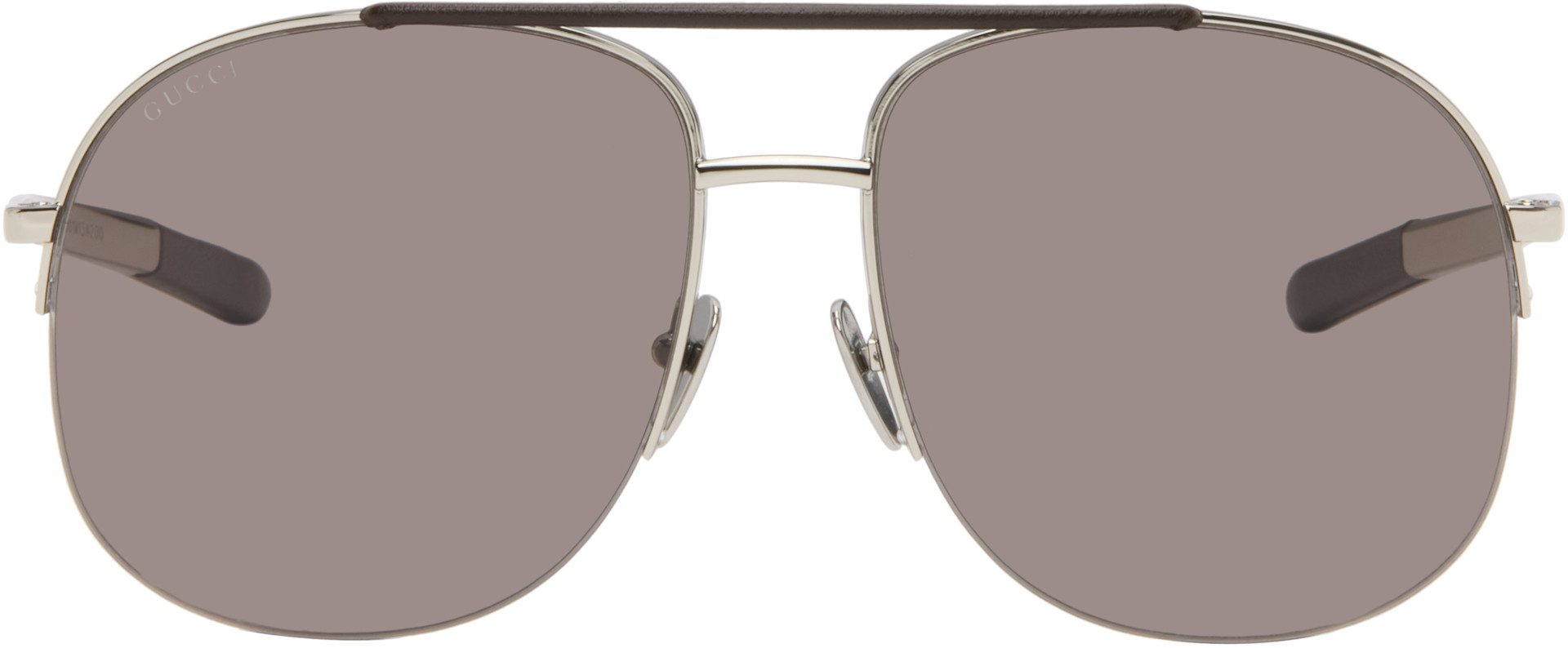 Gucci - Lunettes de soleil navigateur argentées
