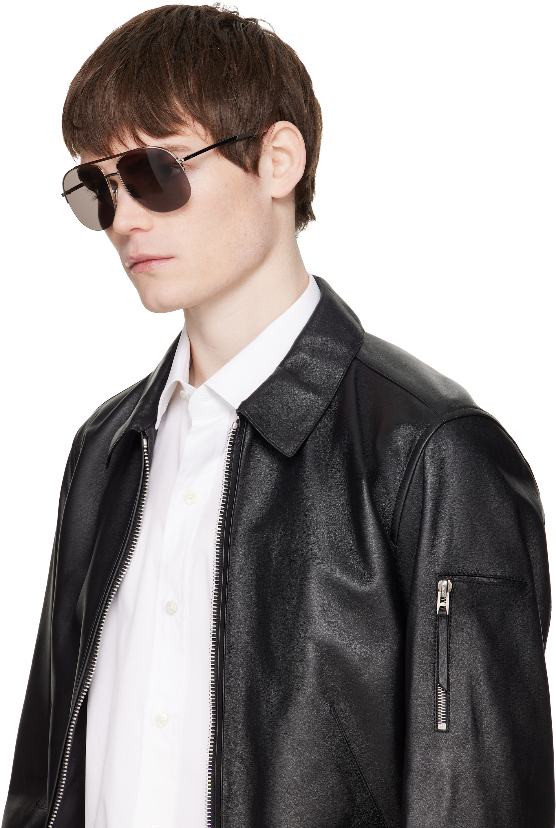 Gucci - Lunettes de soleil navigateur argentées