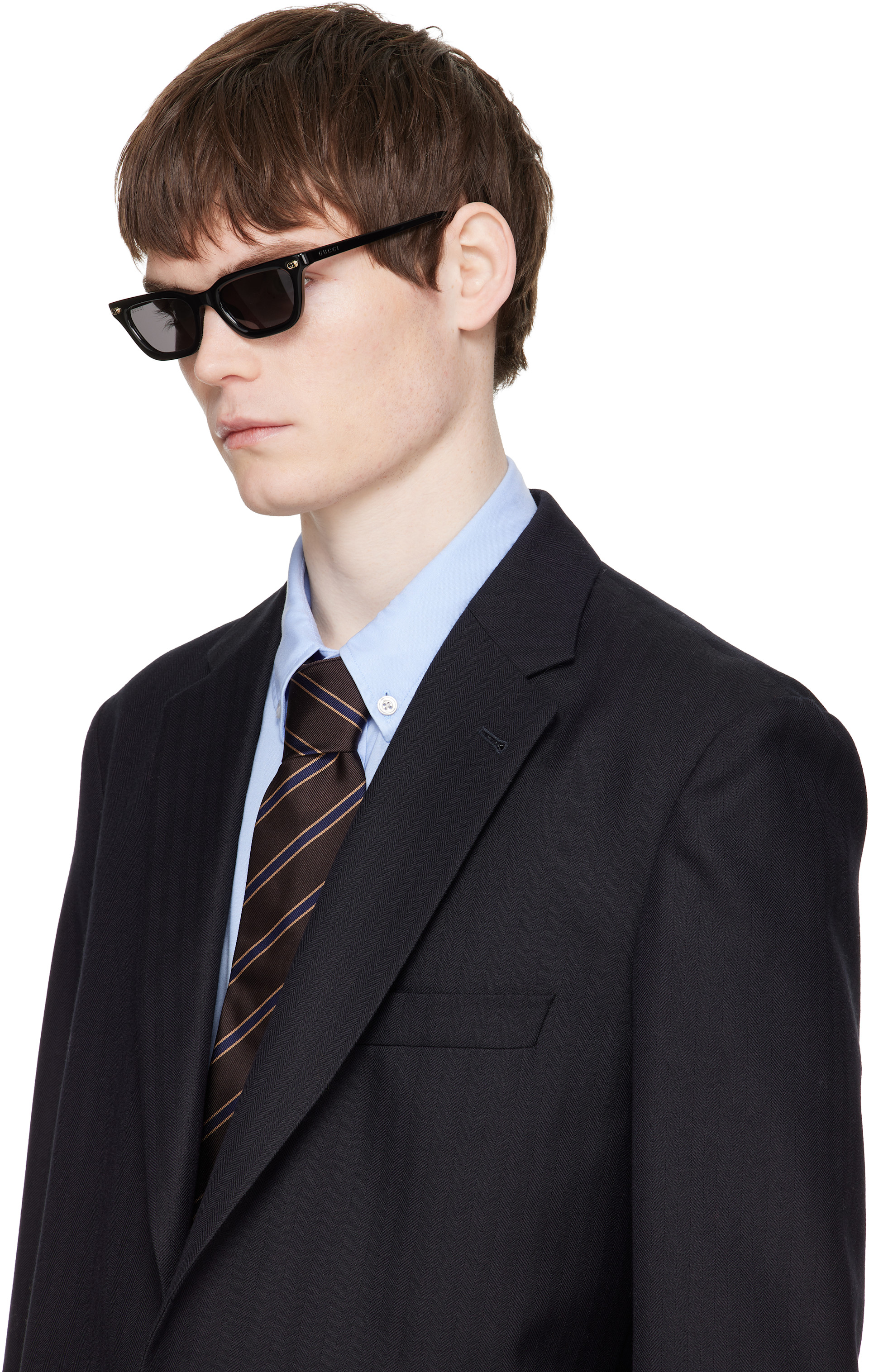 Gucci - Brown Rectangular Frame Sunglasses