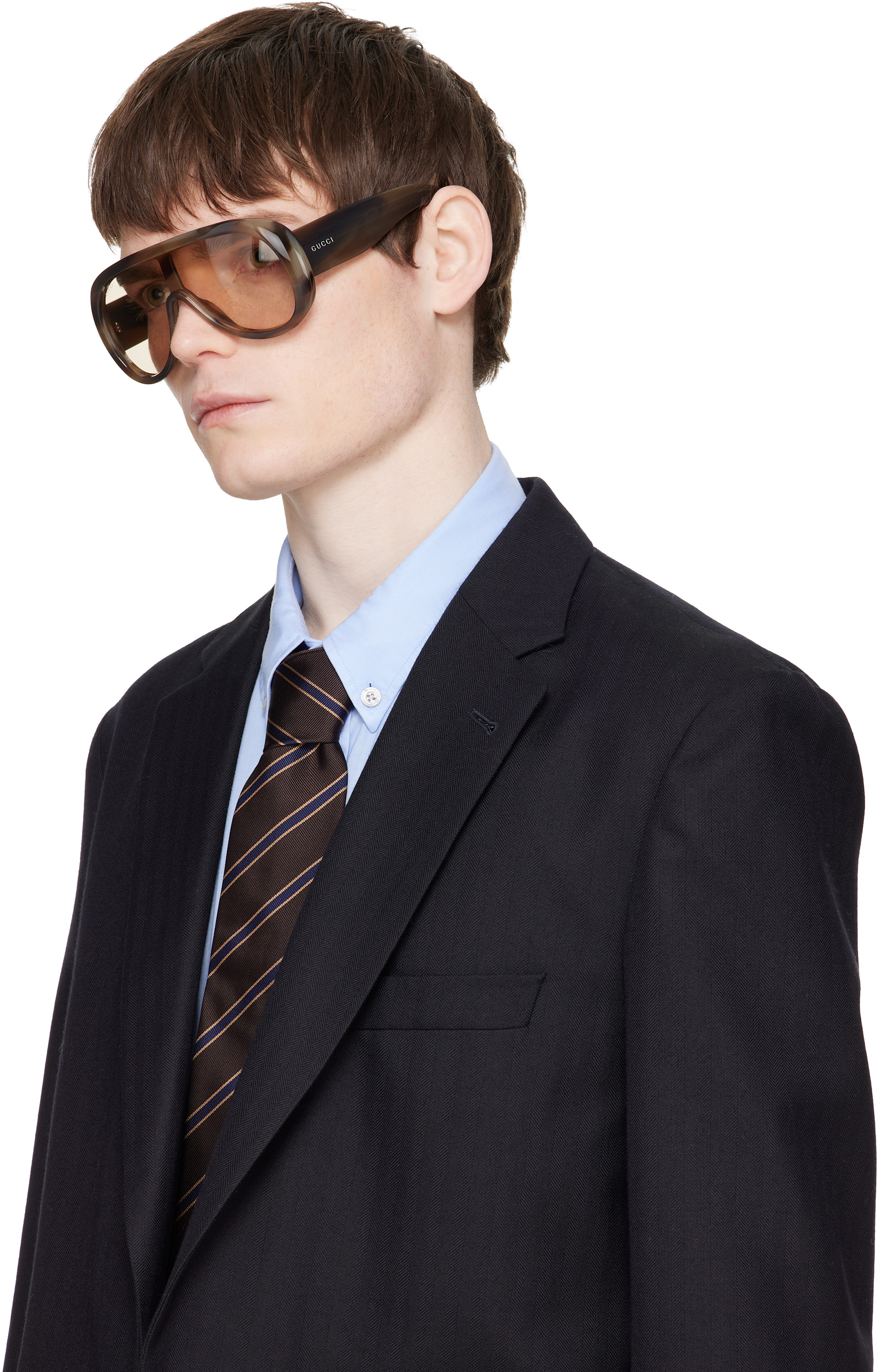 Gucci - Brown Rectangular Frame Sunglasses