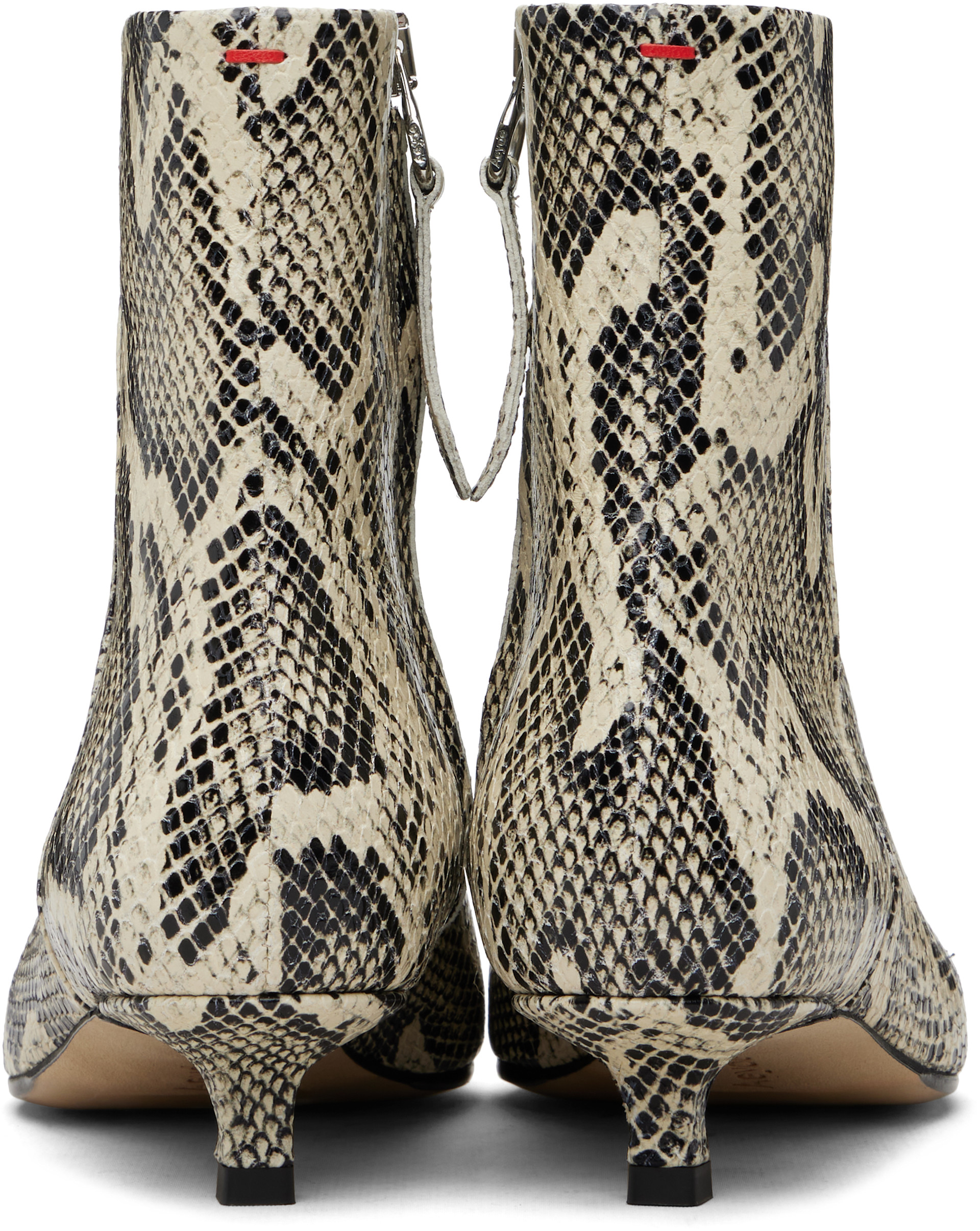 Aeyde - Bottines Sofie blanc cassé et noir en cuir