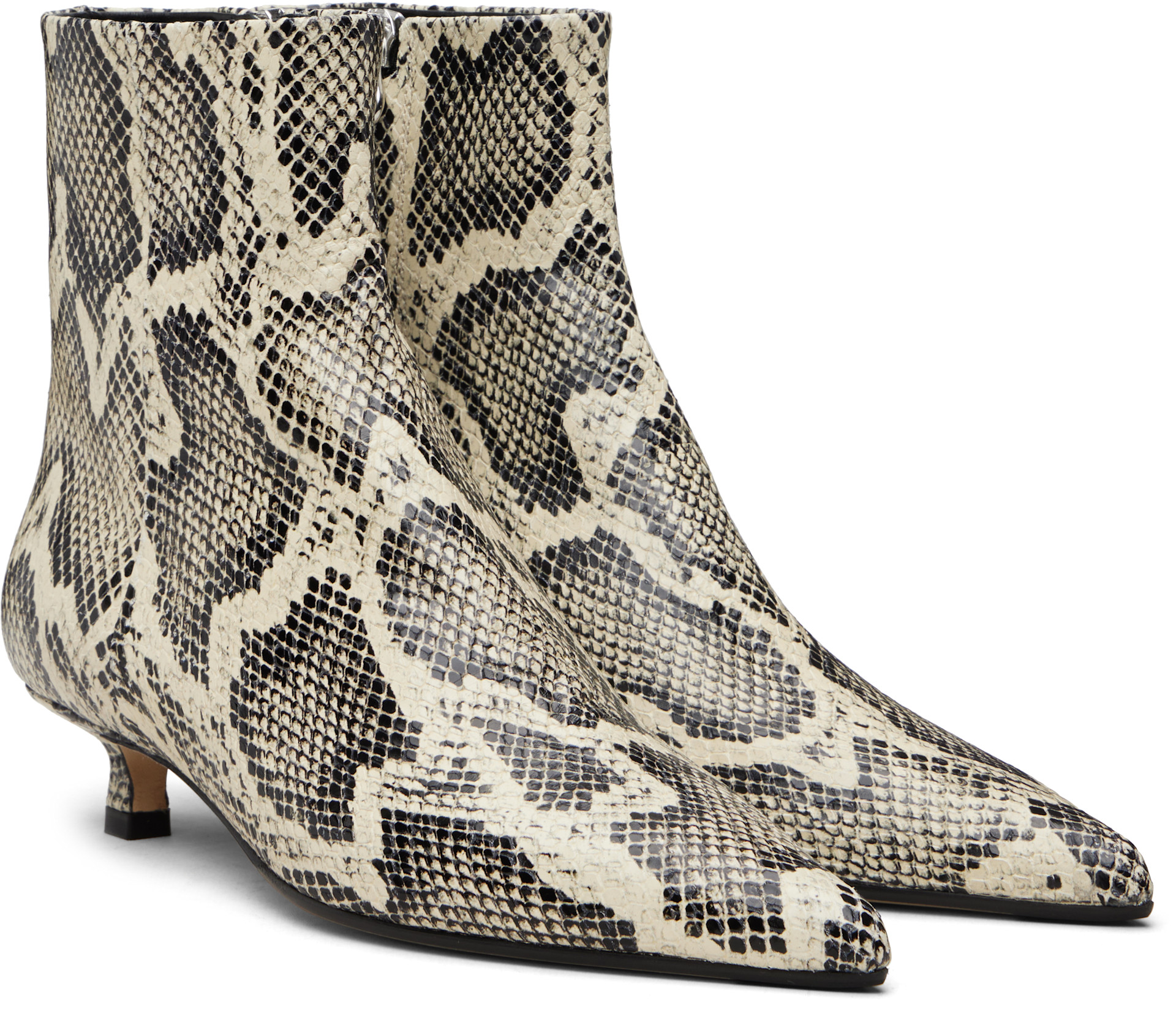 Aeyde - Bottines Sofie blanc cassé et noir en cuir