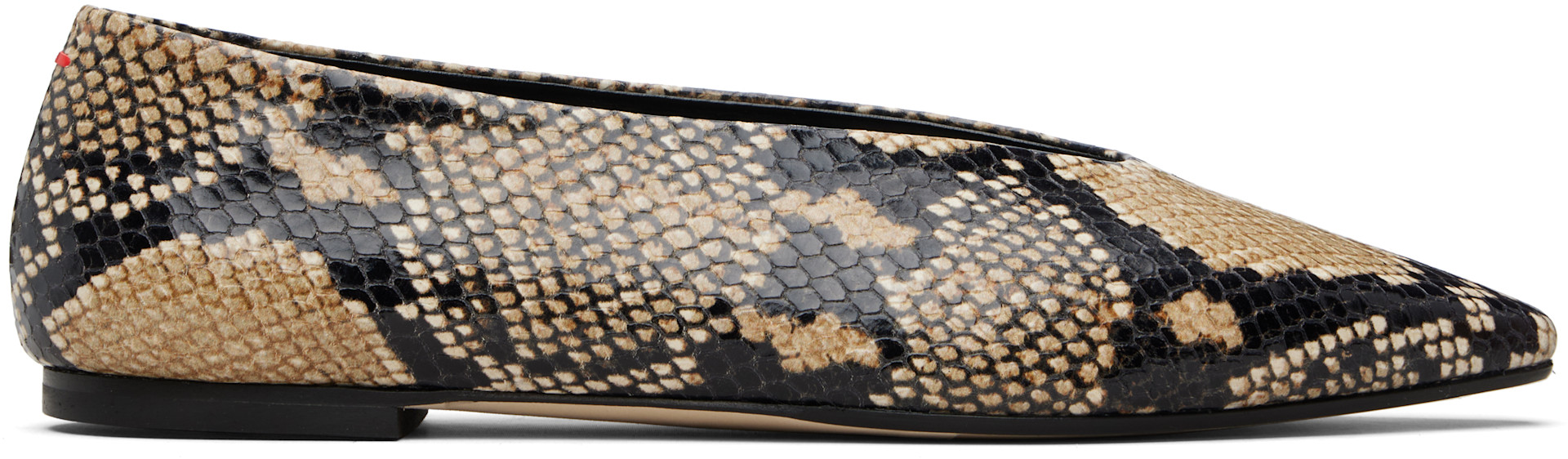 Black & Beige Betty Square-Toe Ballerina Flats