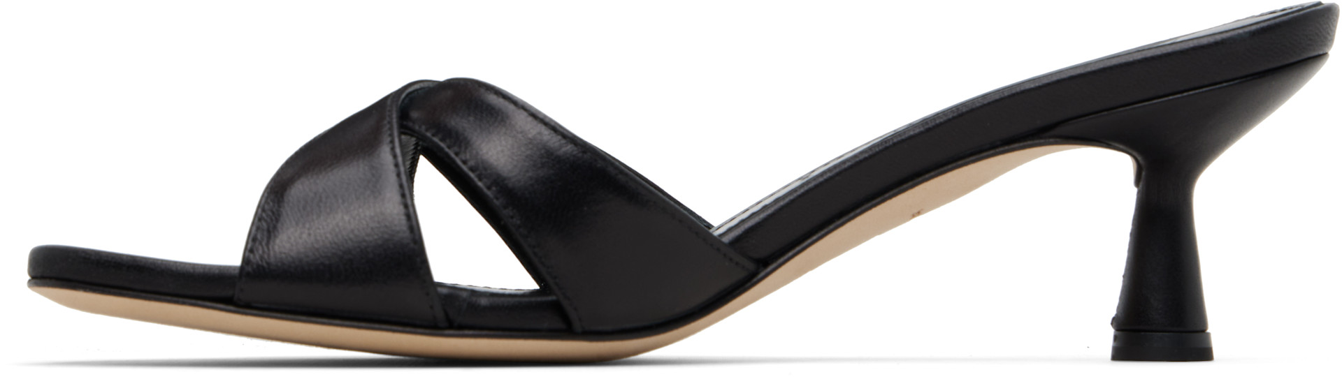 Aeyde: Black Vero Leather Mule Heeled Sandals | SSENSE