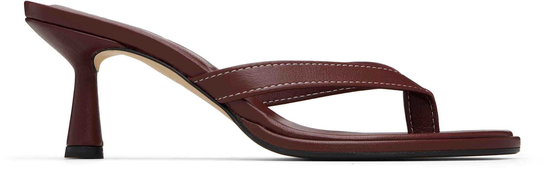 Aeyde - Burgundy Daphne Leather Thong Heeled Sandals