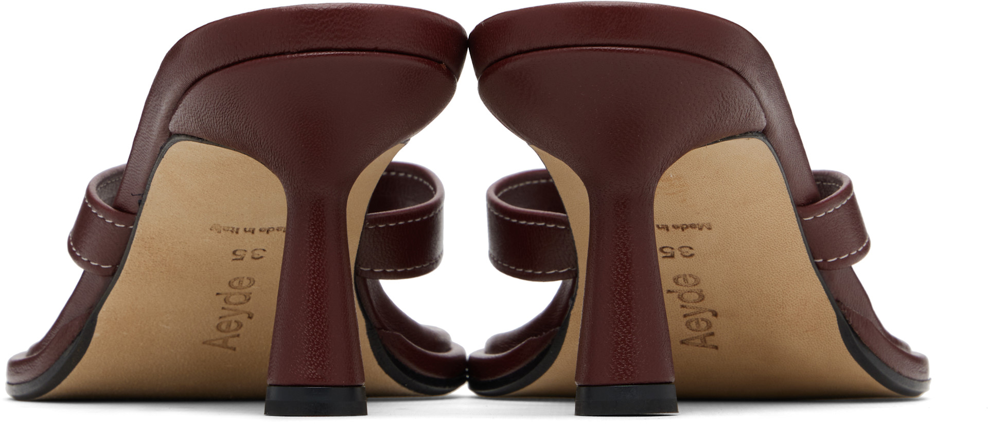 Aeyde - Burgundy Daphne Leather Thong Heeled Sandals