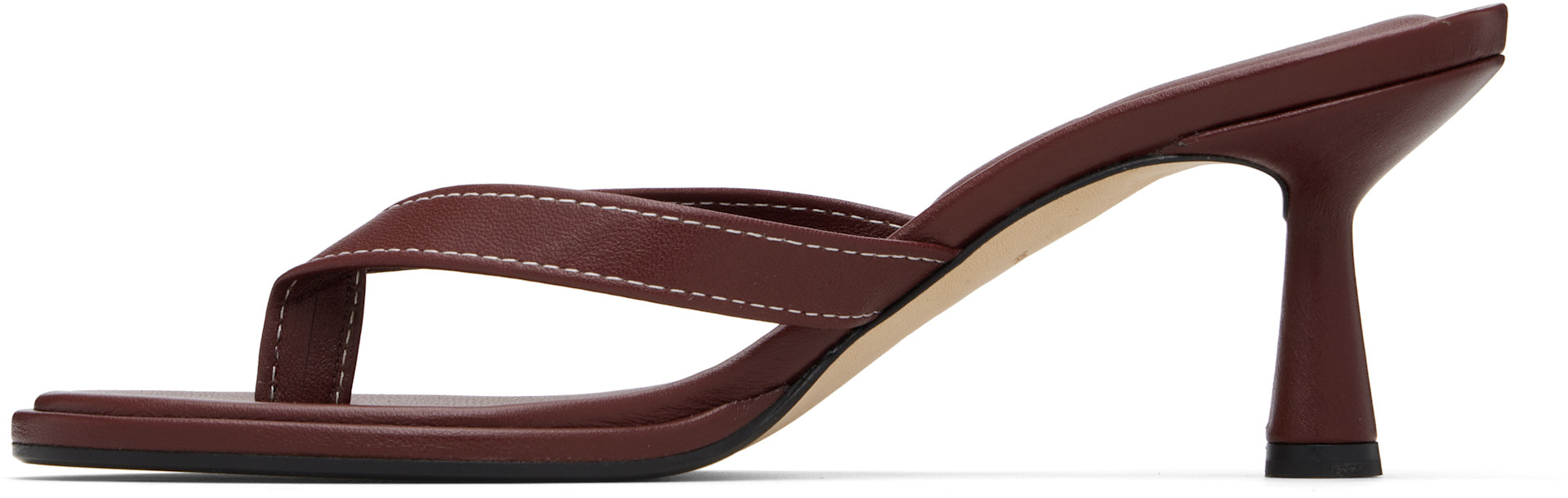 Aeyde - Burgundy Daphne Leather Thong Heeled Sandals