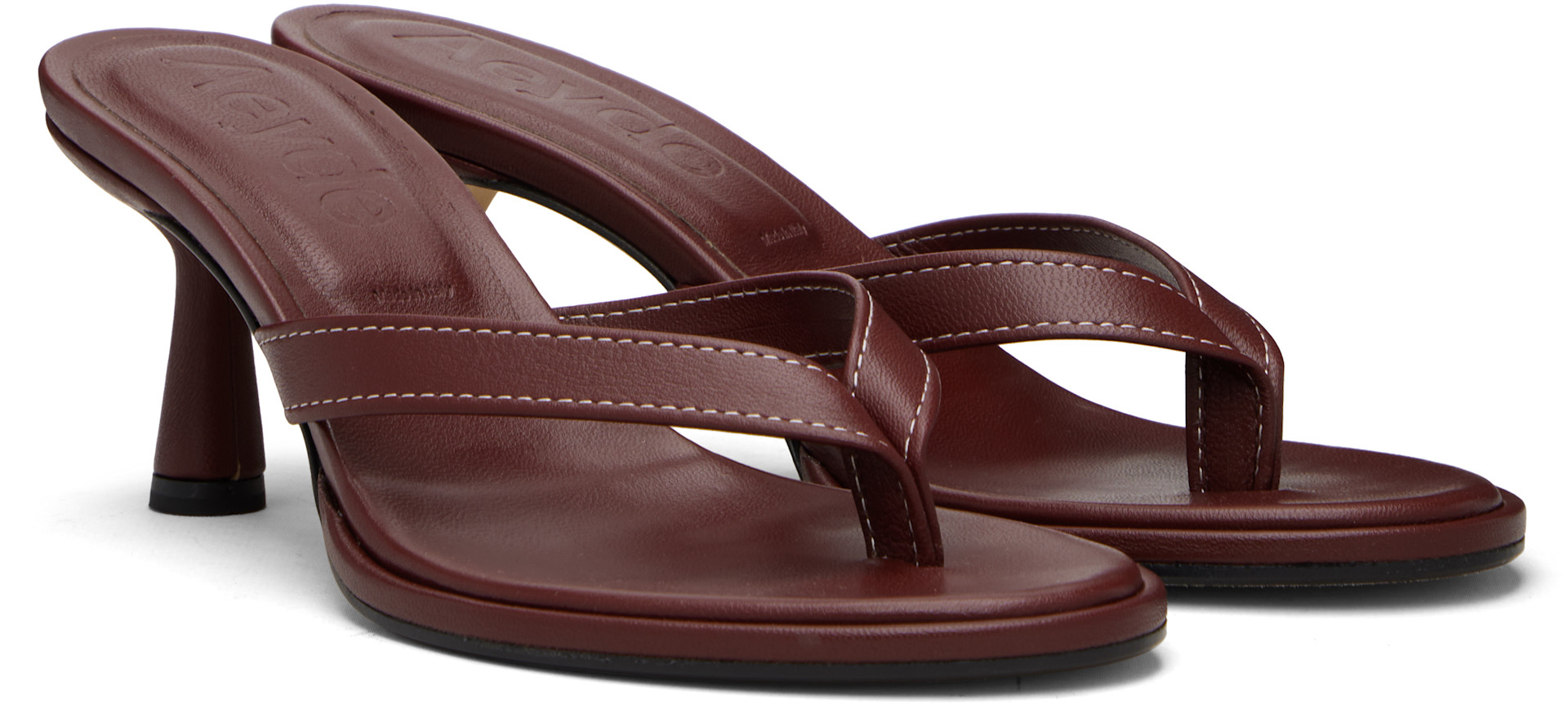 Aeyde - Burgundy Daphne Leather Thong Heeled Sandals