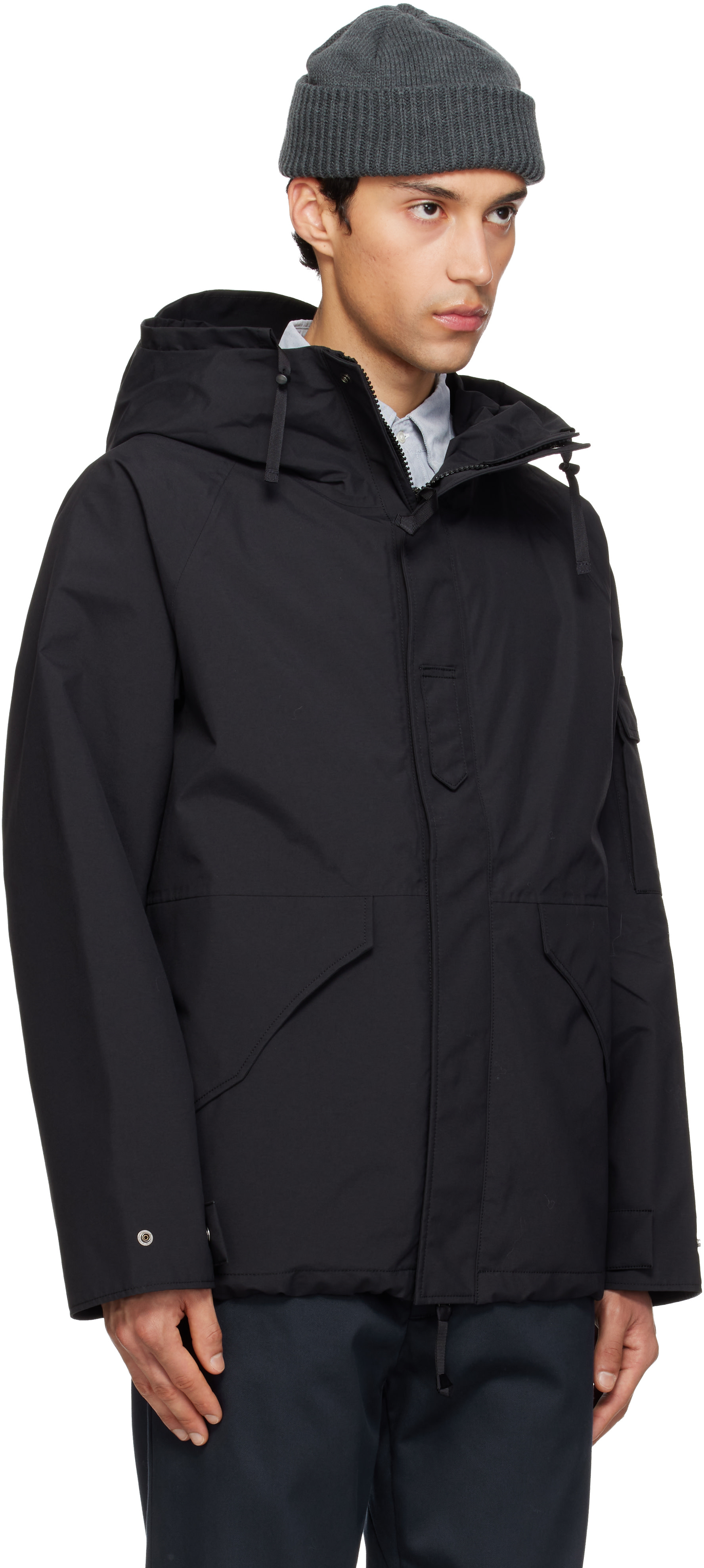 nanamica: Black 2L Nylon GORE-TEX Cruiser Jacket | SSENSE