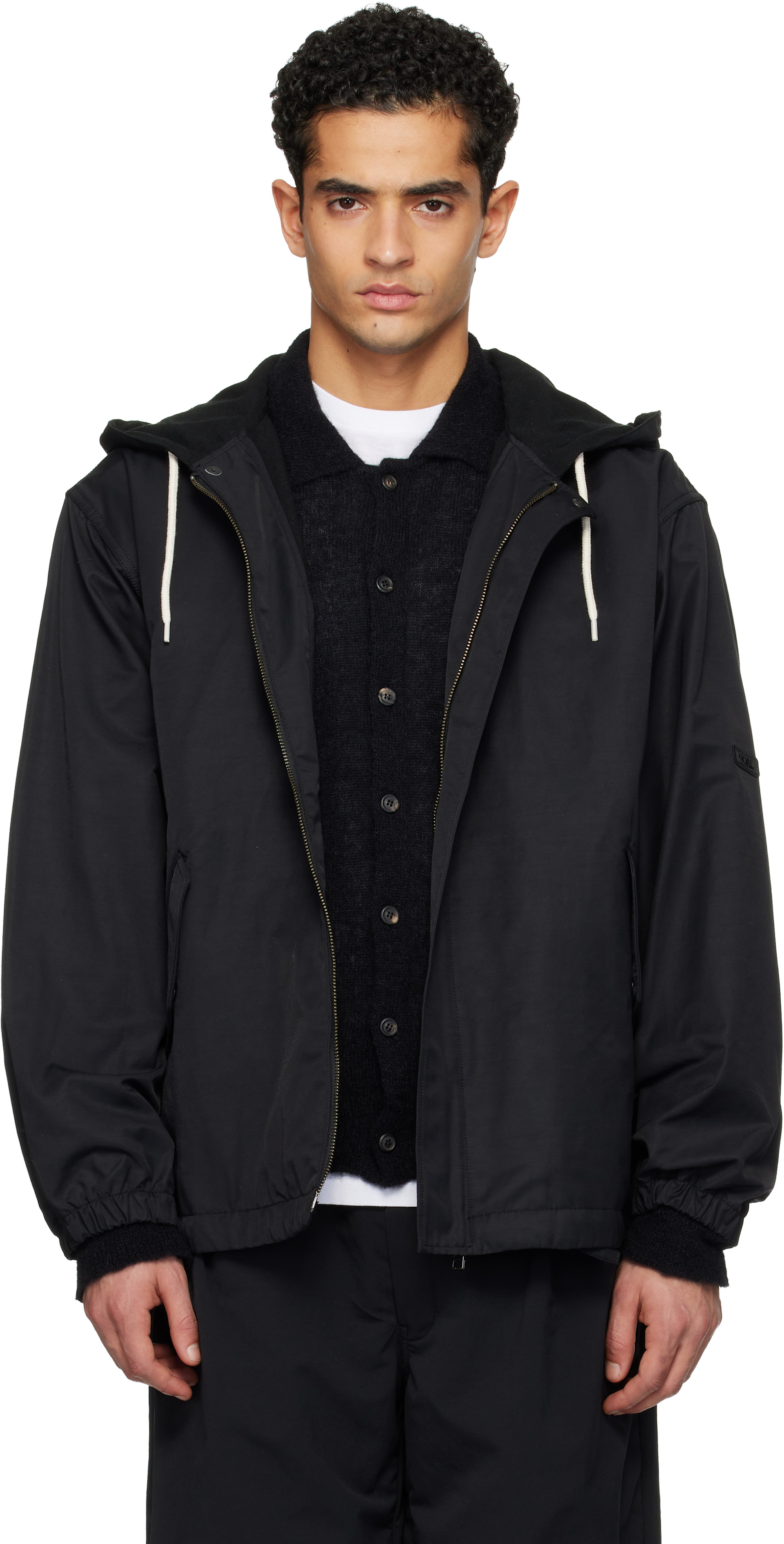 nanamica: Black OOAL Nylon Twill Hooded Jacket | SSENSE China