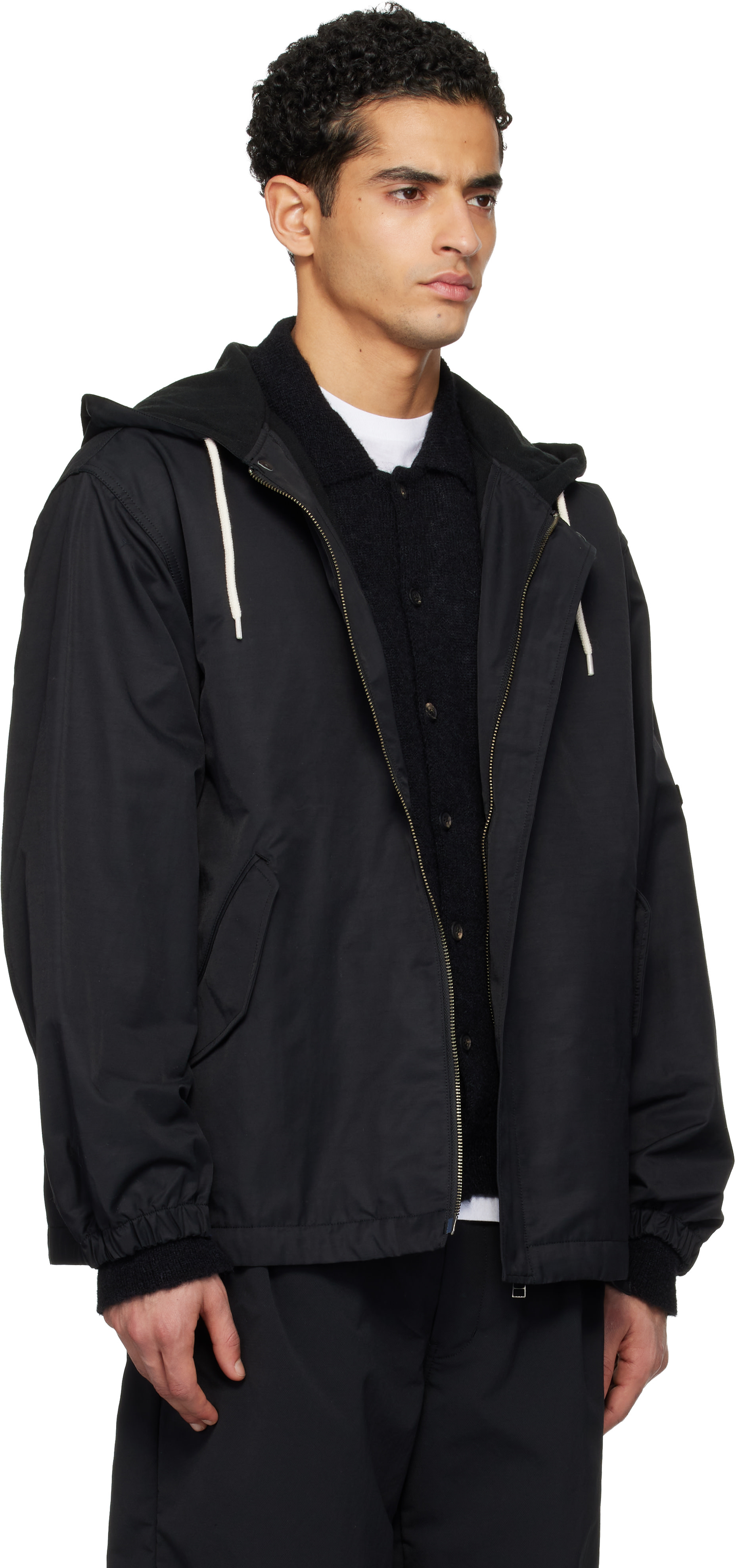 nanamica: Black OOAL Nylon Twill Hooded Jacket | SSENSE