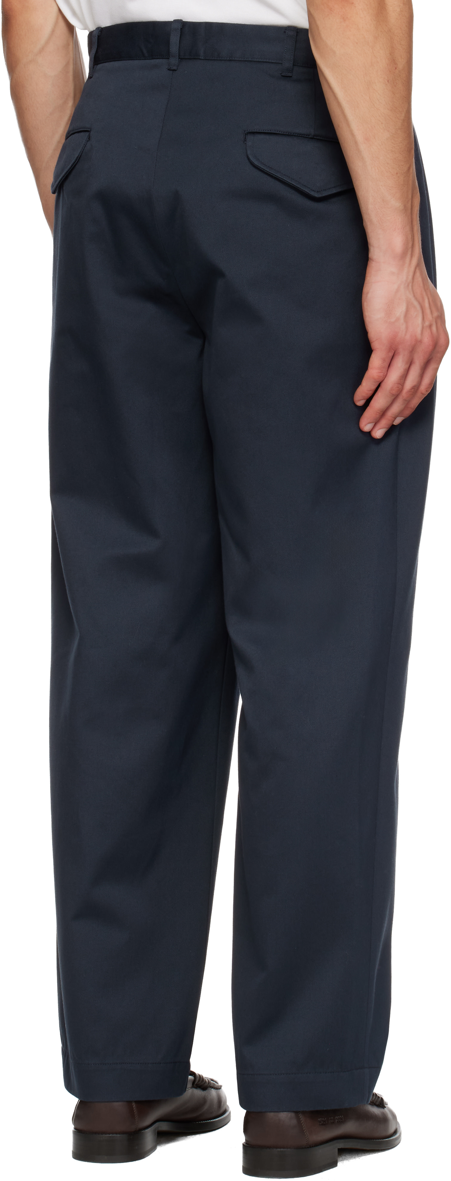 2025FW/DOUBLE PLEATED CHINO TROUSERS 美品 nanamica: Navy Double Pleated Chino Trousers | SSENSE