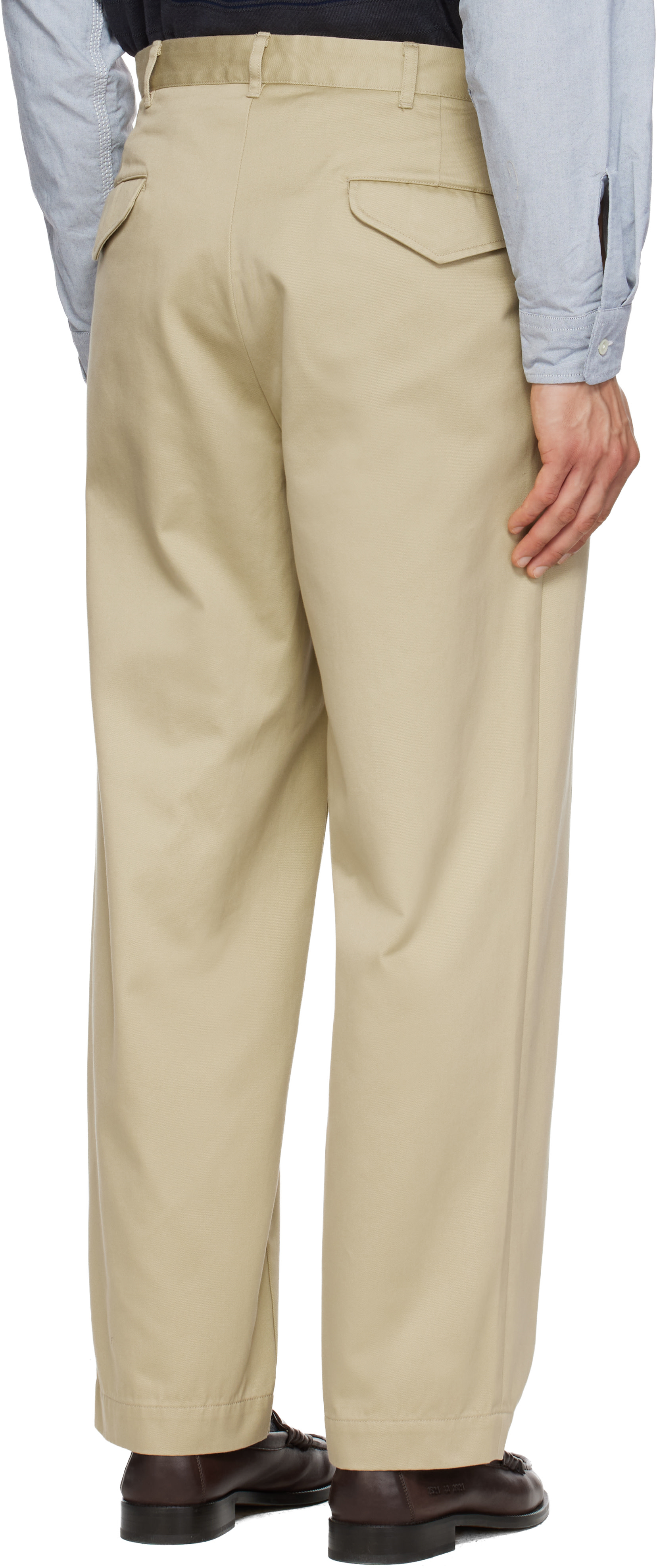 nanamica: Khaki Double Pleated Chino Trousers | SSENSE