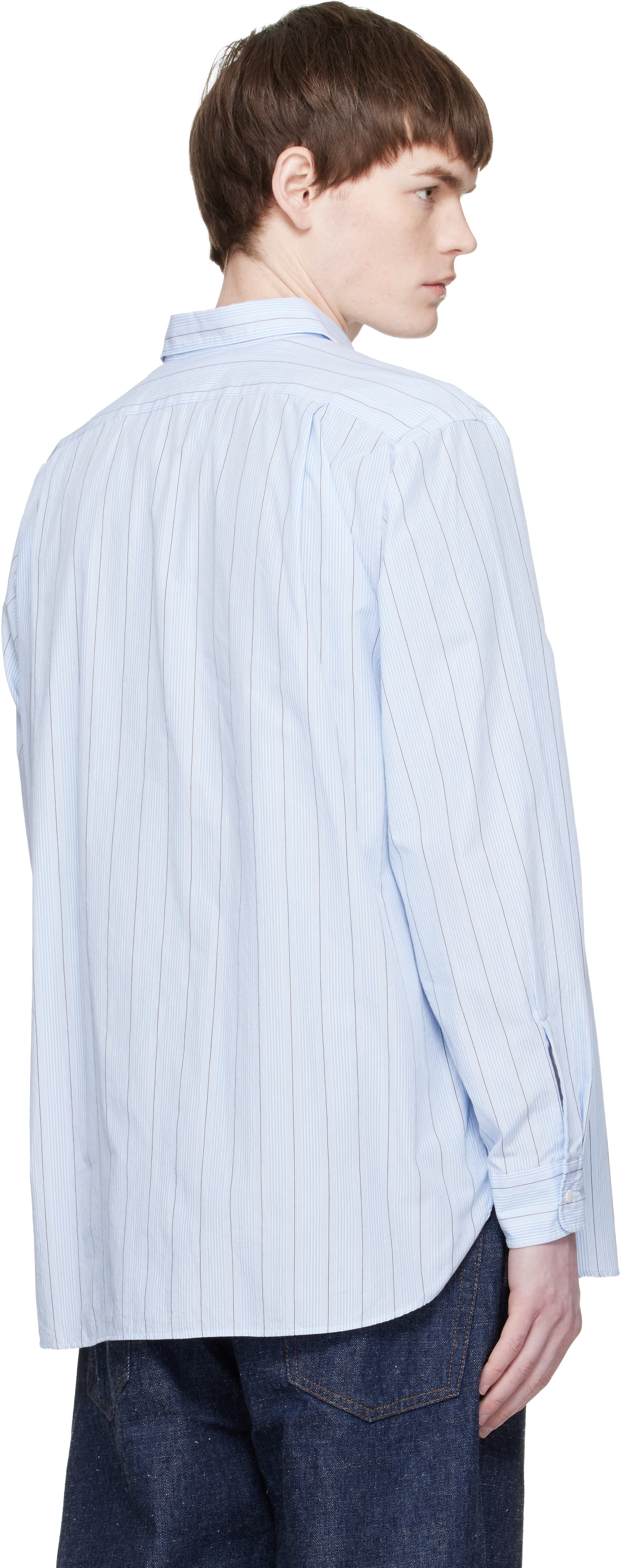 nanamica - ブルー Regular Collar Stripe Wind シャツ