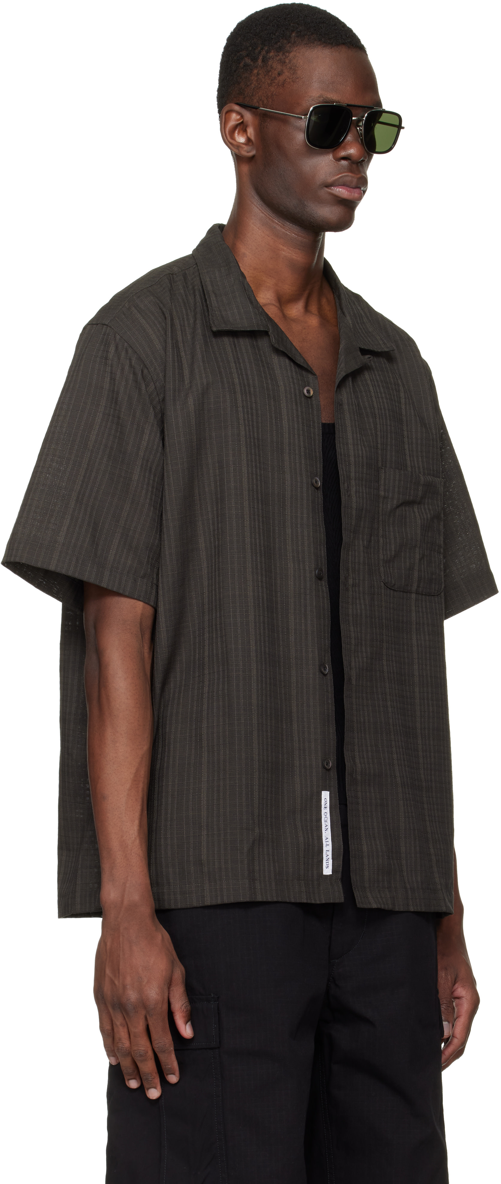 nanamica: Gray Open Collar Panama S/S Shirt | SSENSE
