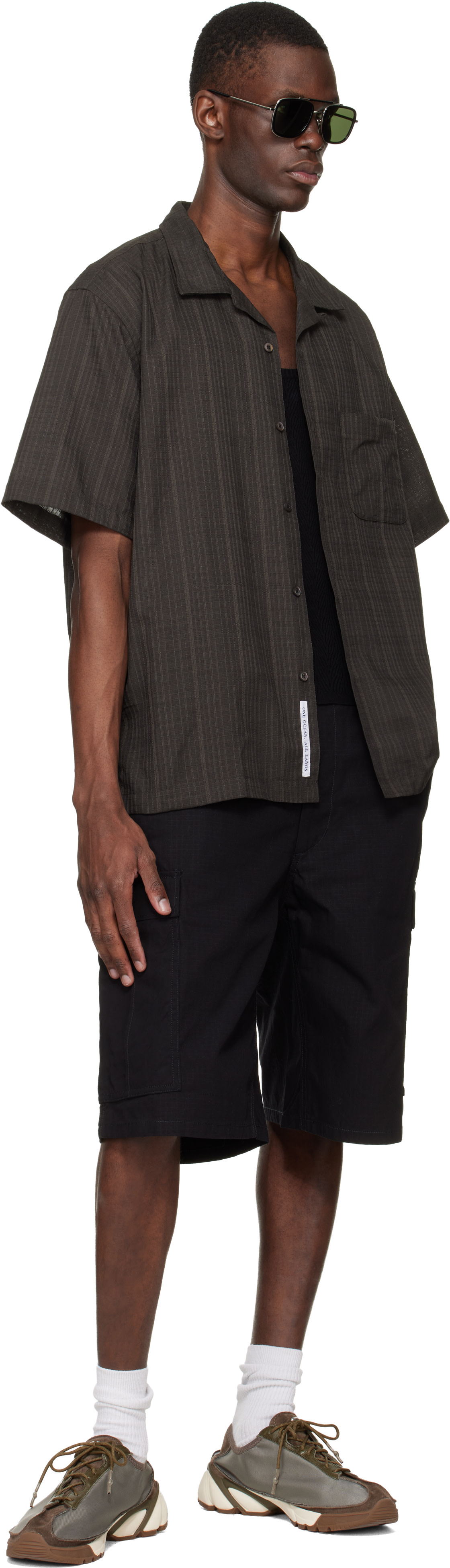 nanamica: Gray Open Collar Panama S/S Shirt | SSENSE Denmark