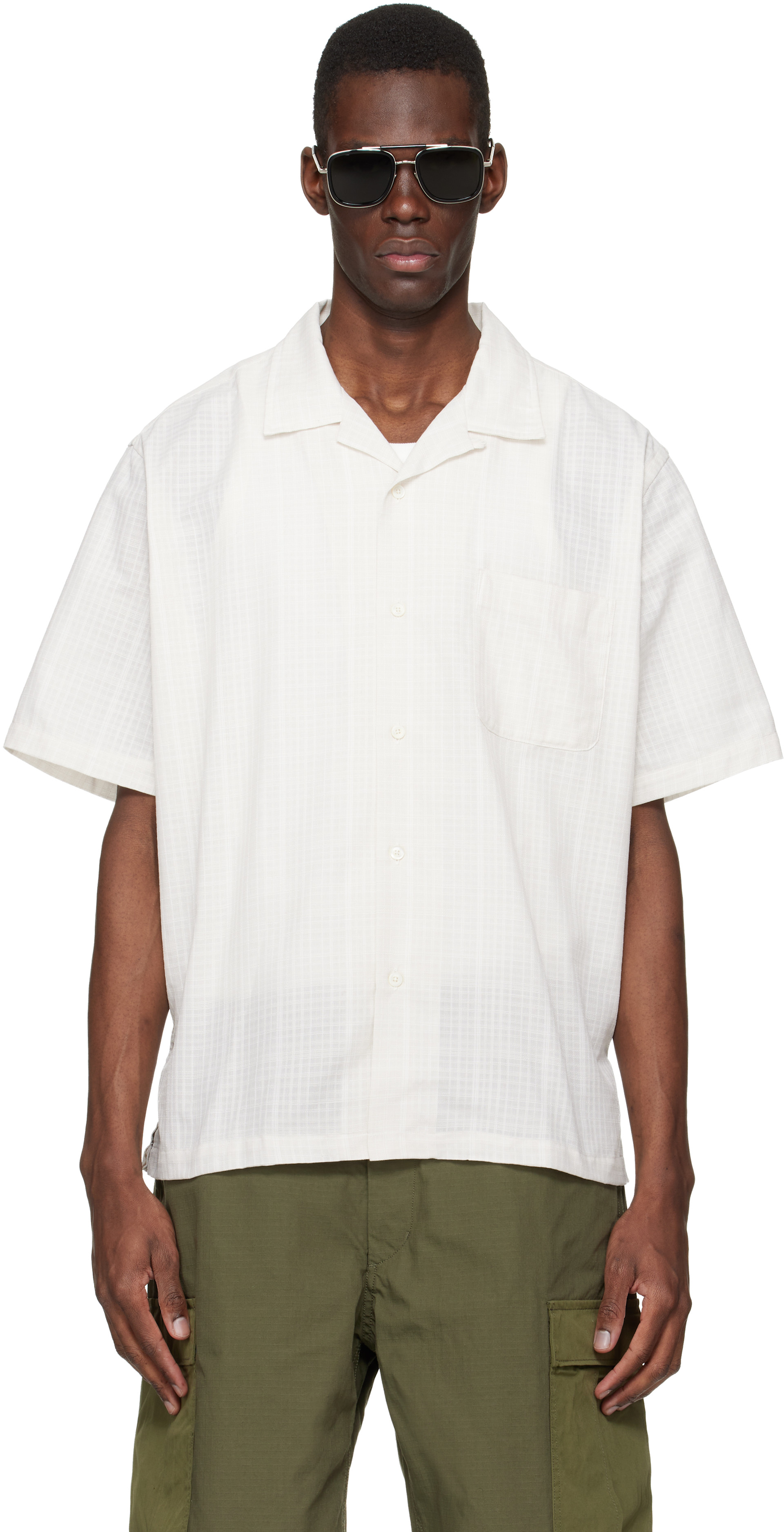 nanamica: Off-White Open Collar Panama S/S Shirt | SSENSE