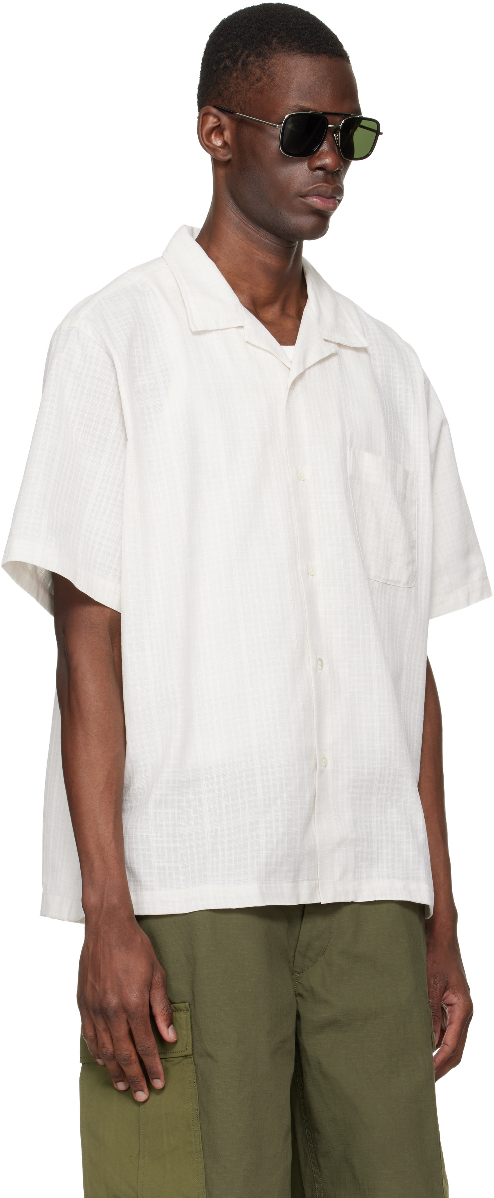 nanamica: Off-White Open Collar Panama S/S Shirt | SSENSE
