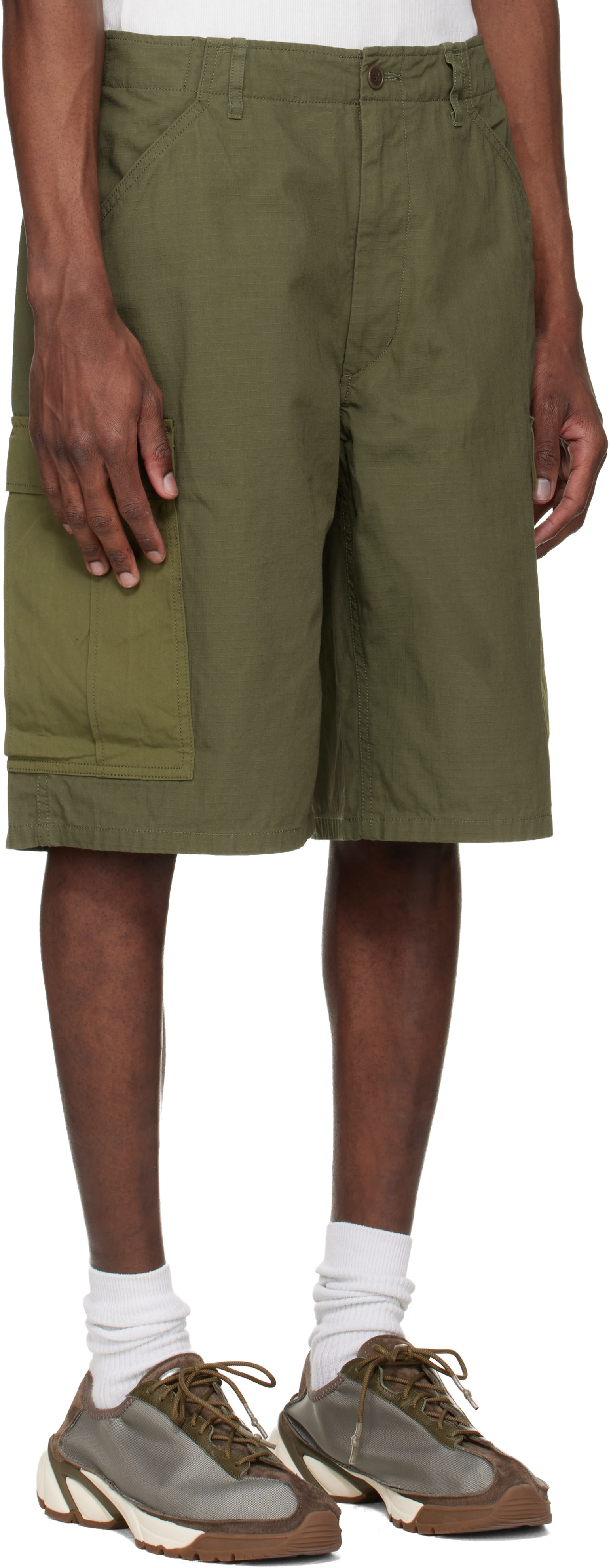 nanamica: Khaki Ripstop Cargo Shorts | SSENSE