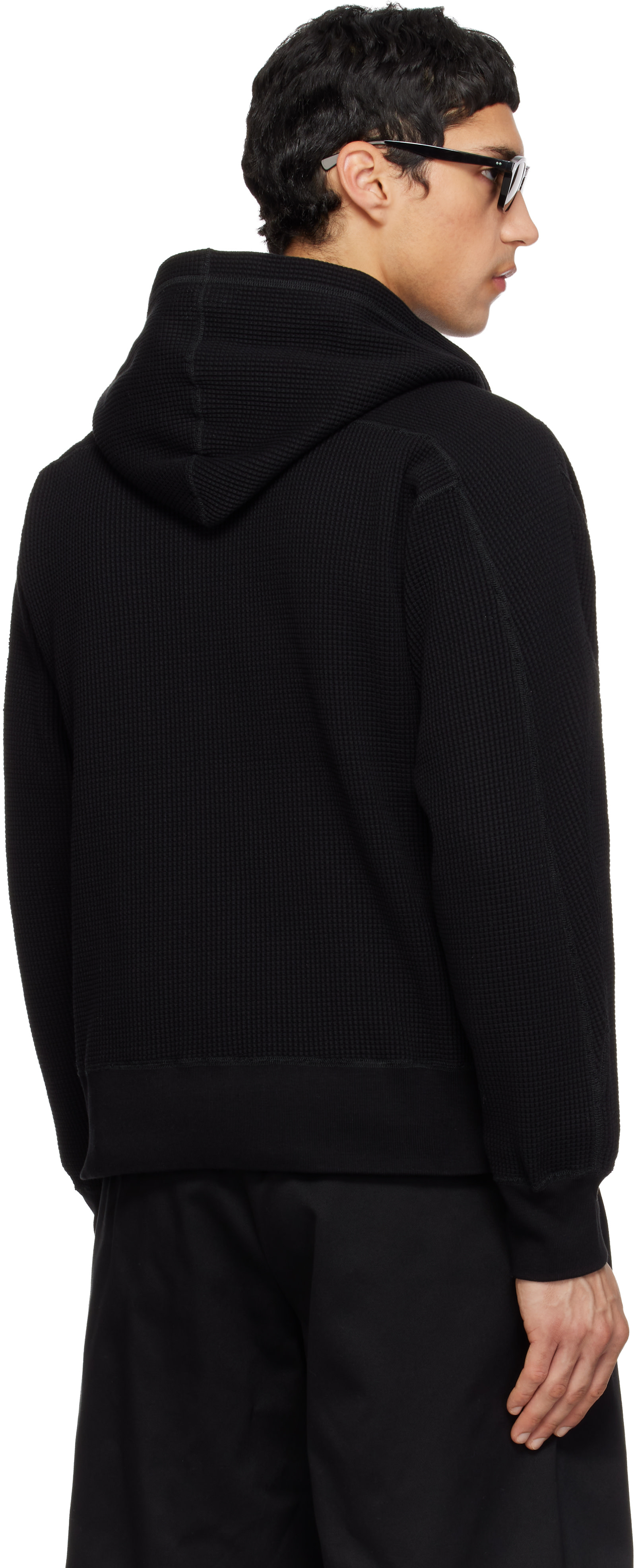 nanamica: Black Zip-Up Thermal Hoodie | SSENSE