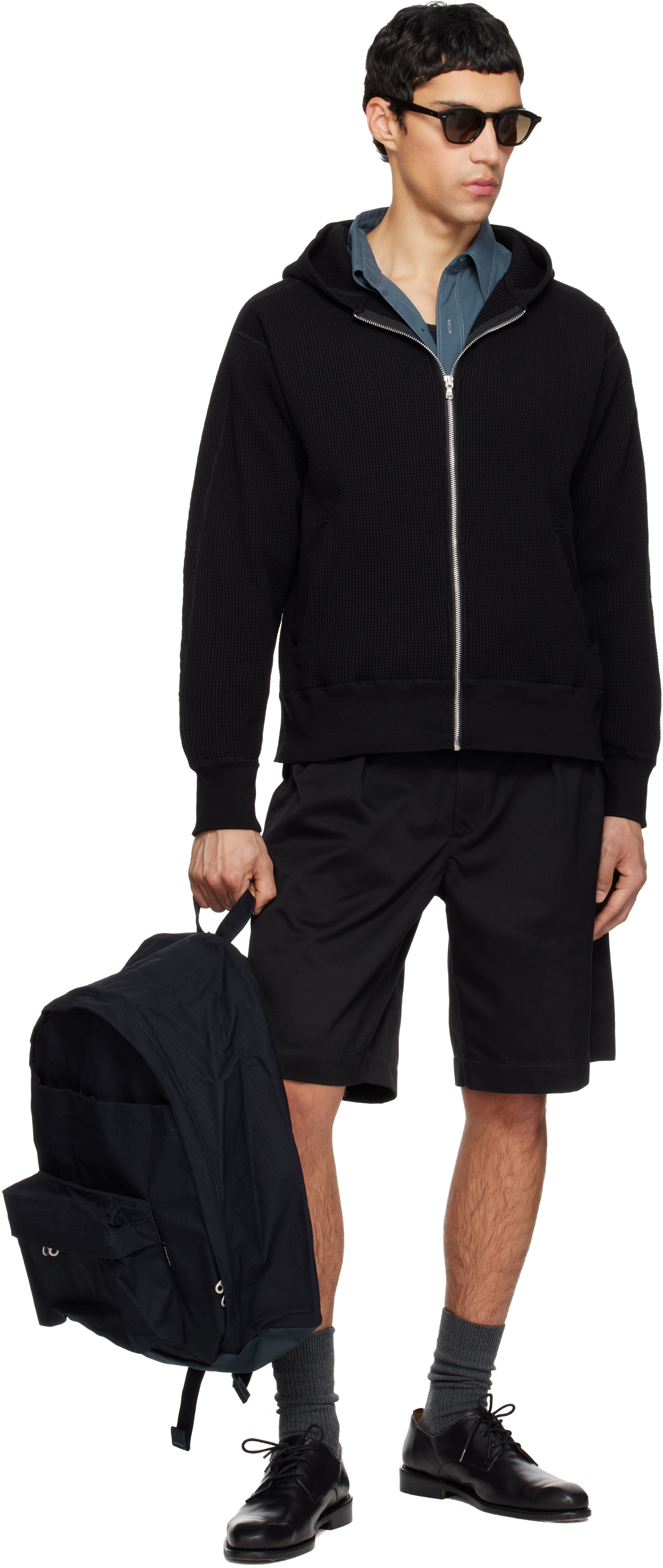 トップス THERMAL ZIP UP HOODIE BLACK nanamica: Black Zip-Up Thermal Hoodie | SSENSE