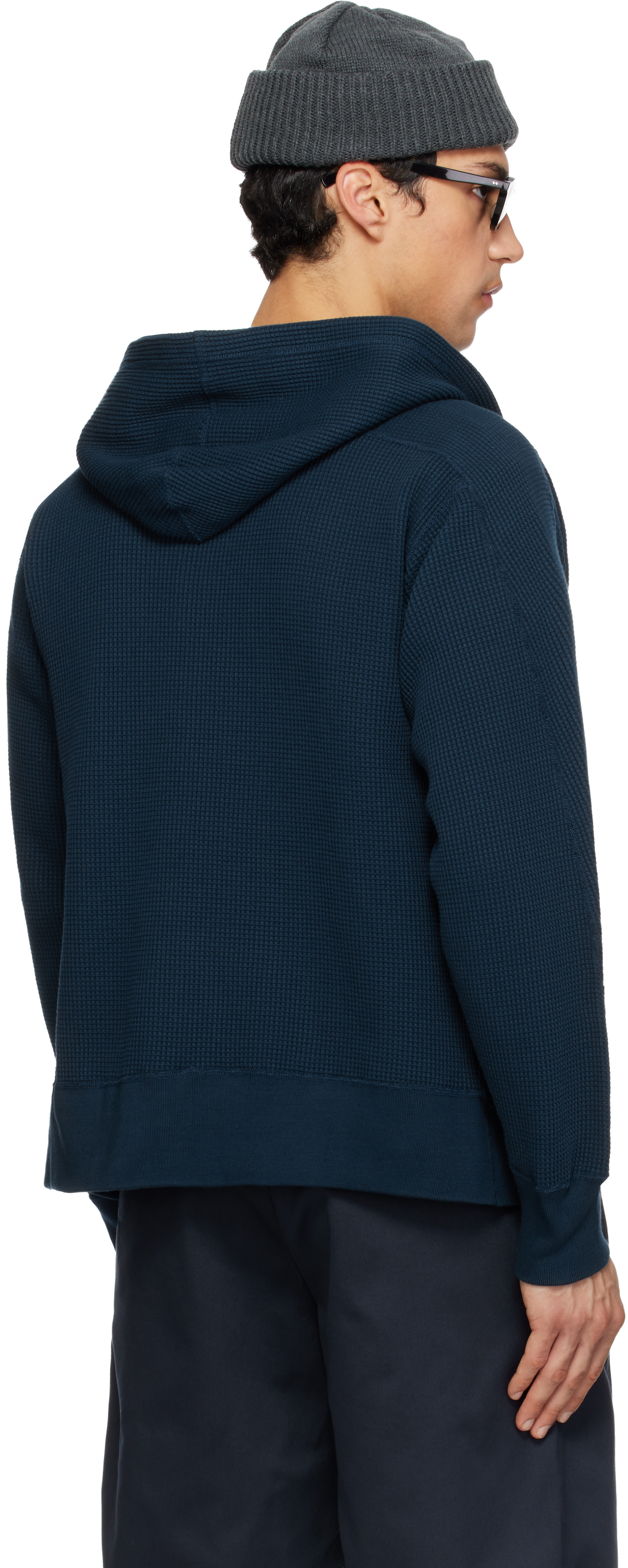 nanamica: Navy Zip-Up Thermal Hoodie | SSENSE