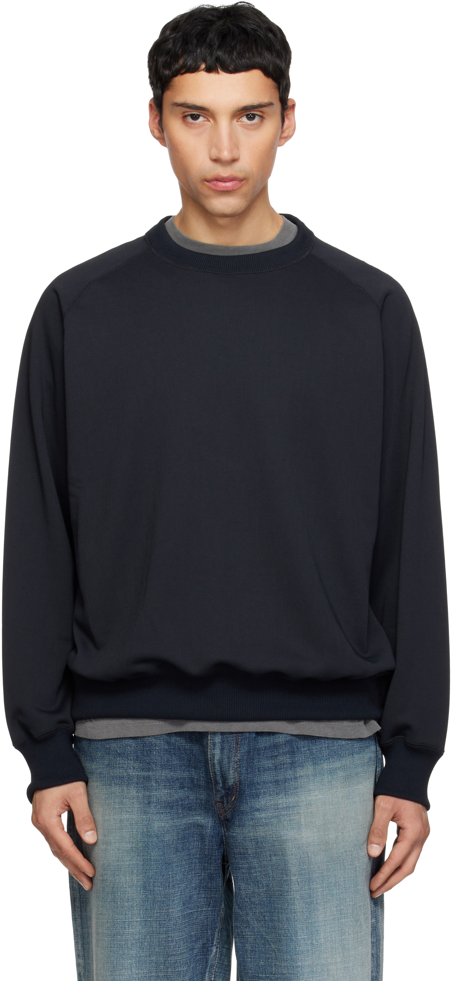 nanamica - Pull molletonné noir en polyester à col ras du cou